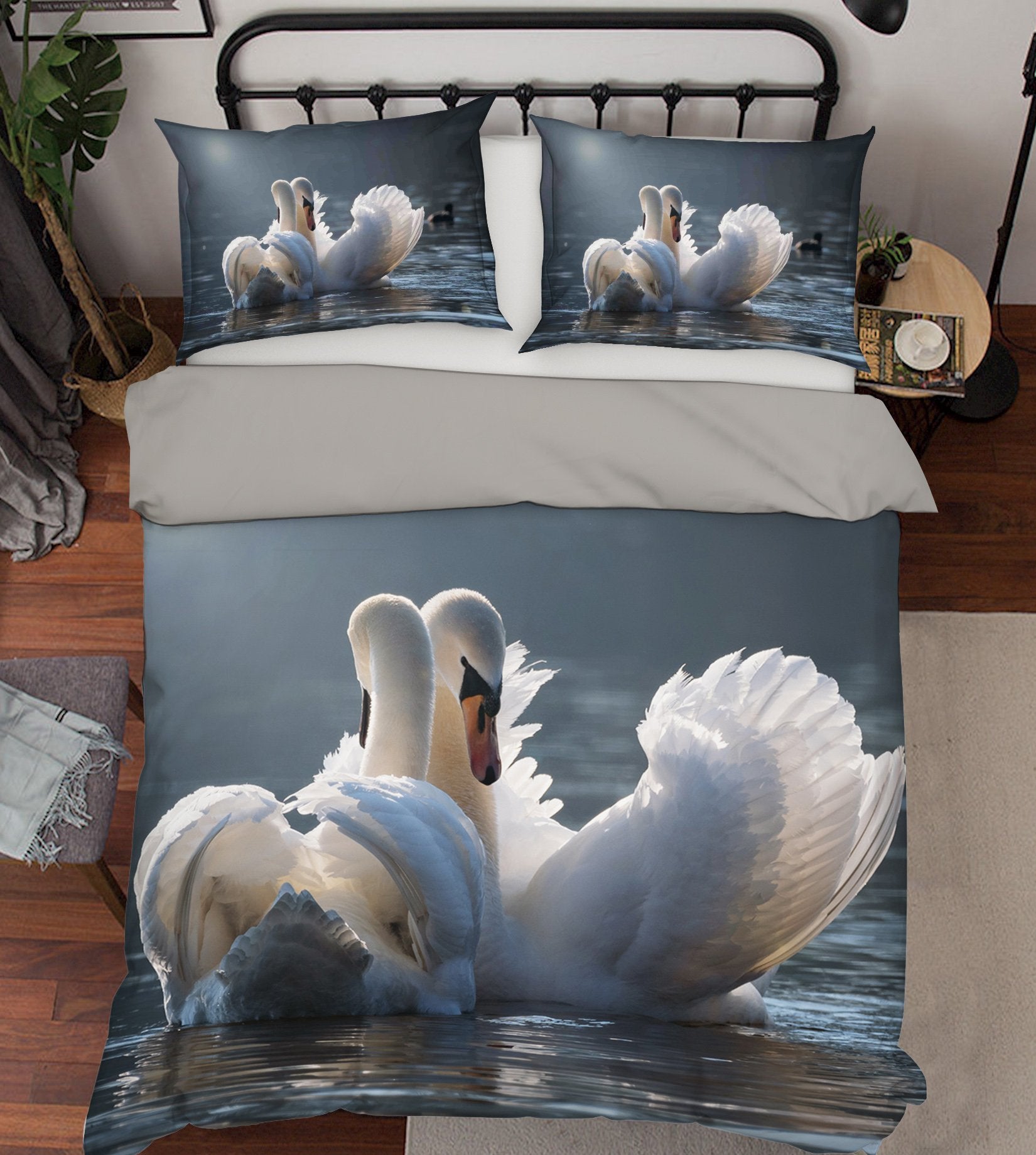 3D Swan 1997 Bed Pillowcases Quilt Quiet Covers AJ Creativity Home 