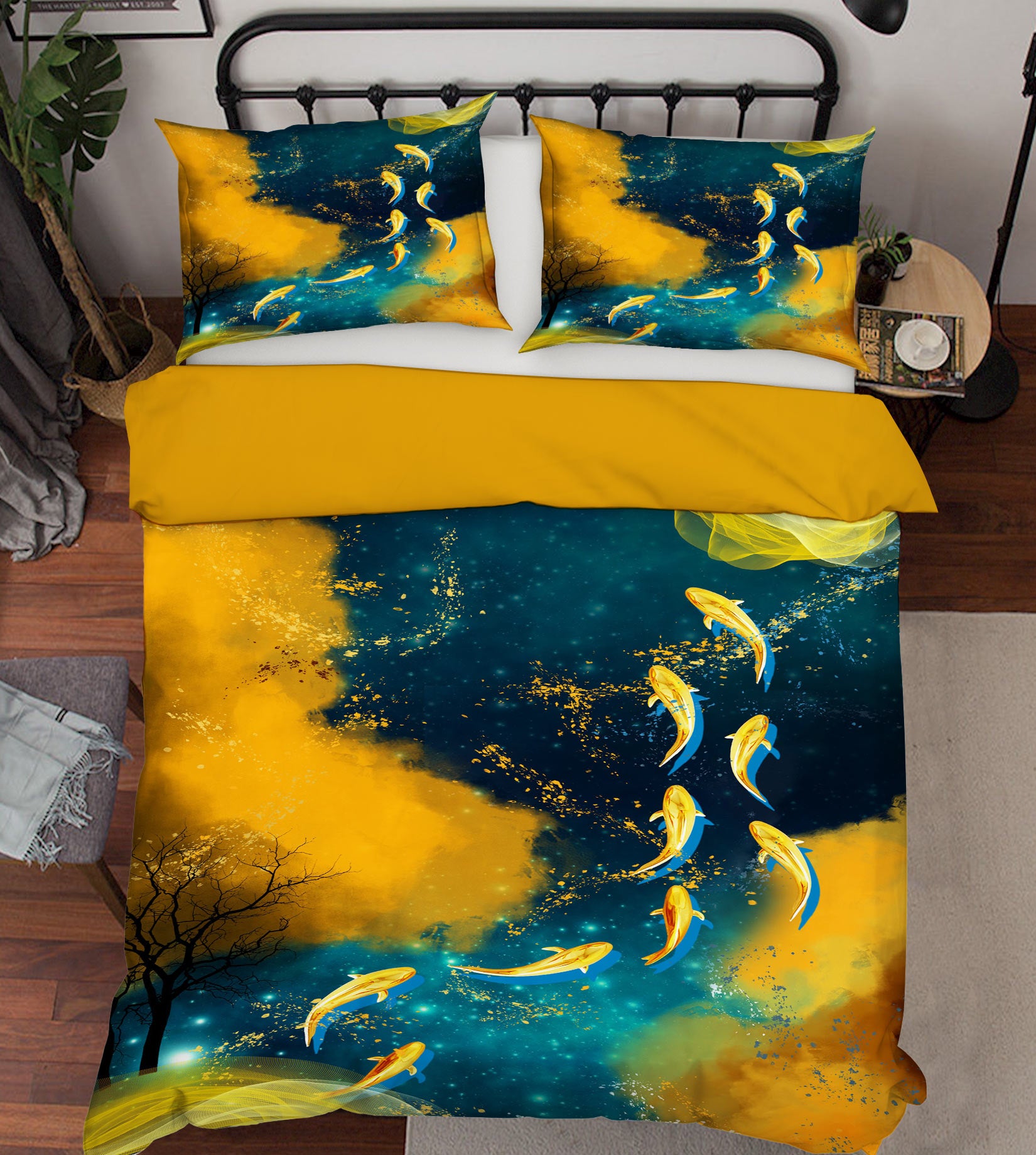 3D Golden Fish 67075 Bed Pillowcases Quilt