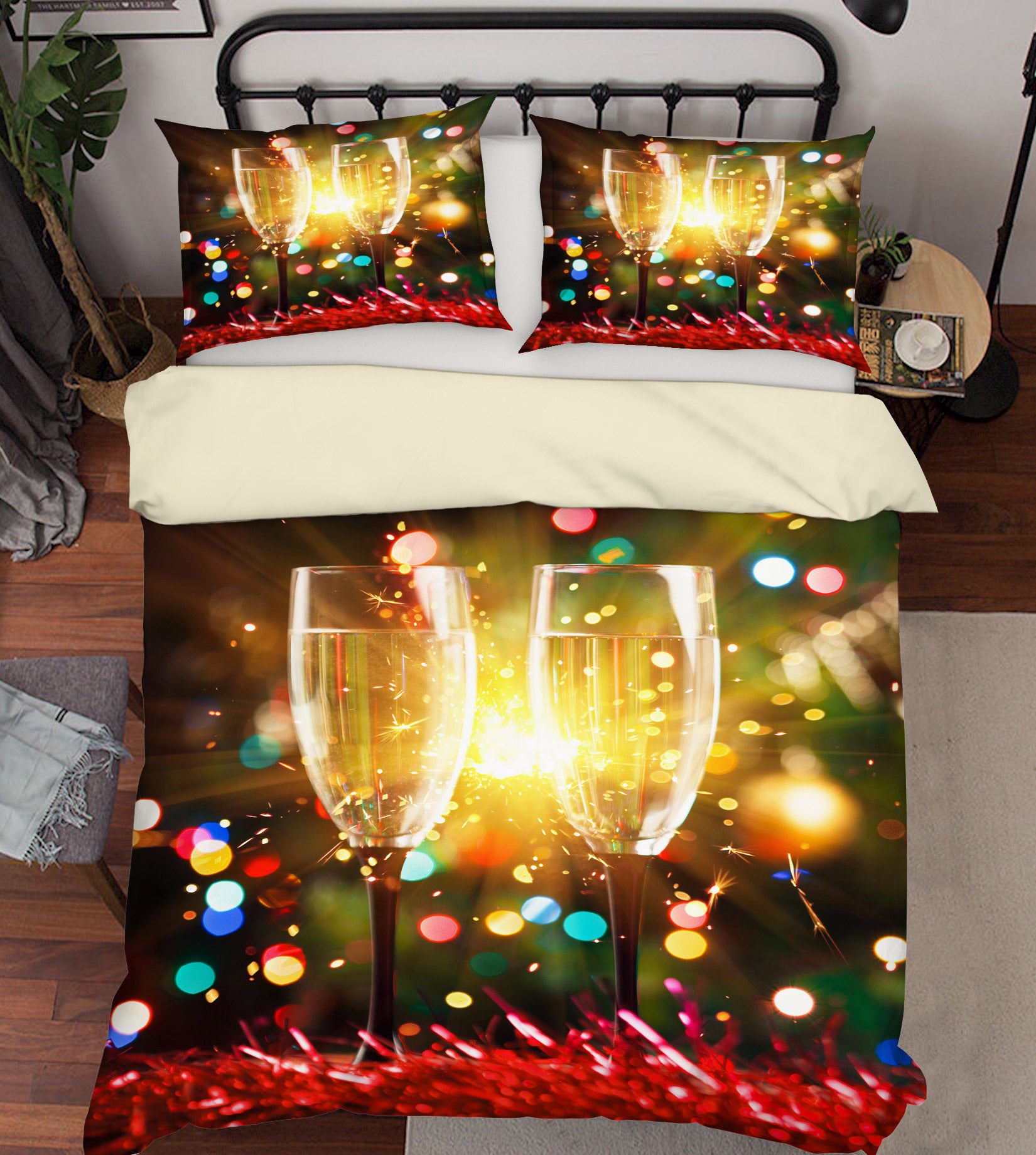 3D Wine Glass 52122 Christmas Quilt Duvet Cover Xmas Bed Pillowcases