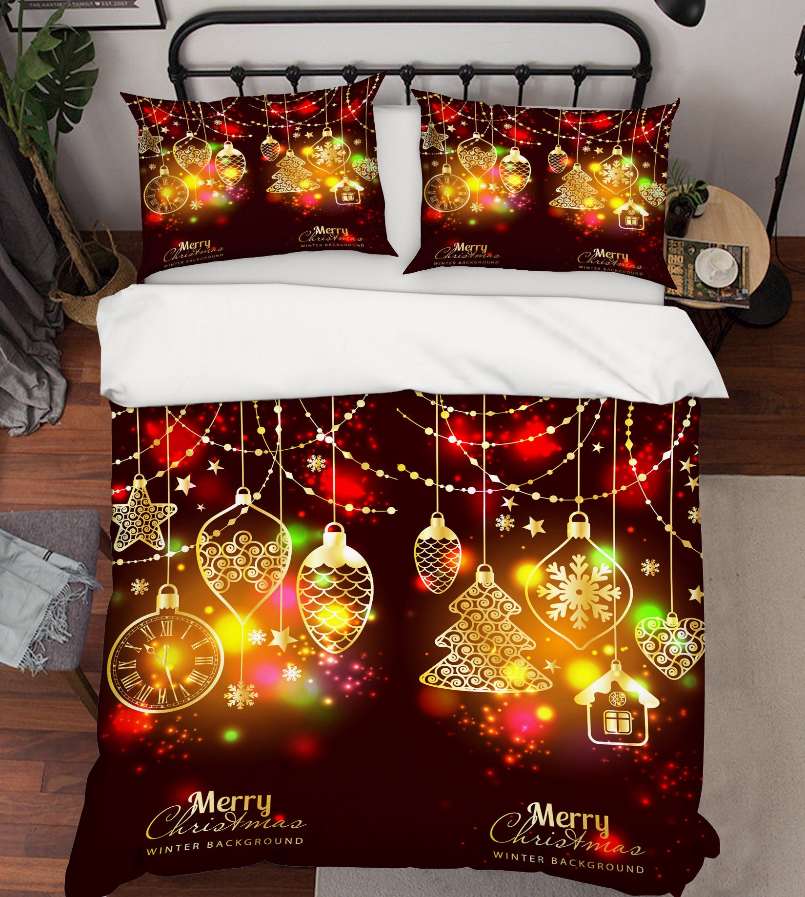 3D String Lights 52246 Christmas Quilt Duvet Cover Xmas Bed Pillowcases