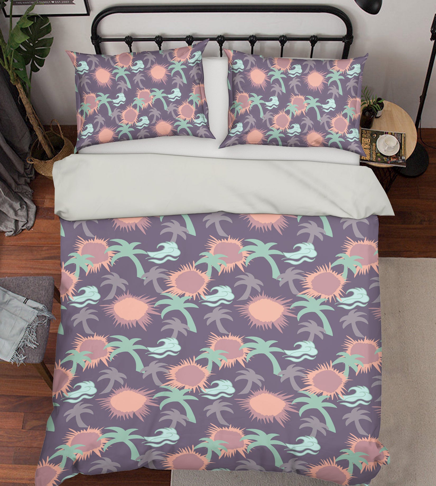 3D Sun Palm Pattern 98150 Kasumi Loffler Bedding Bed Pillowcases Quilt