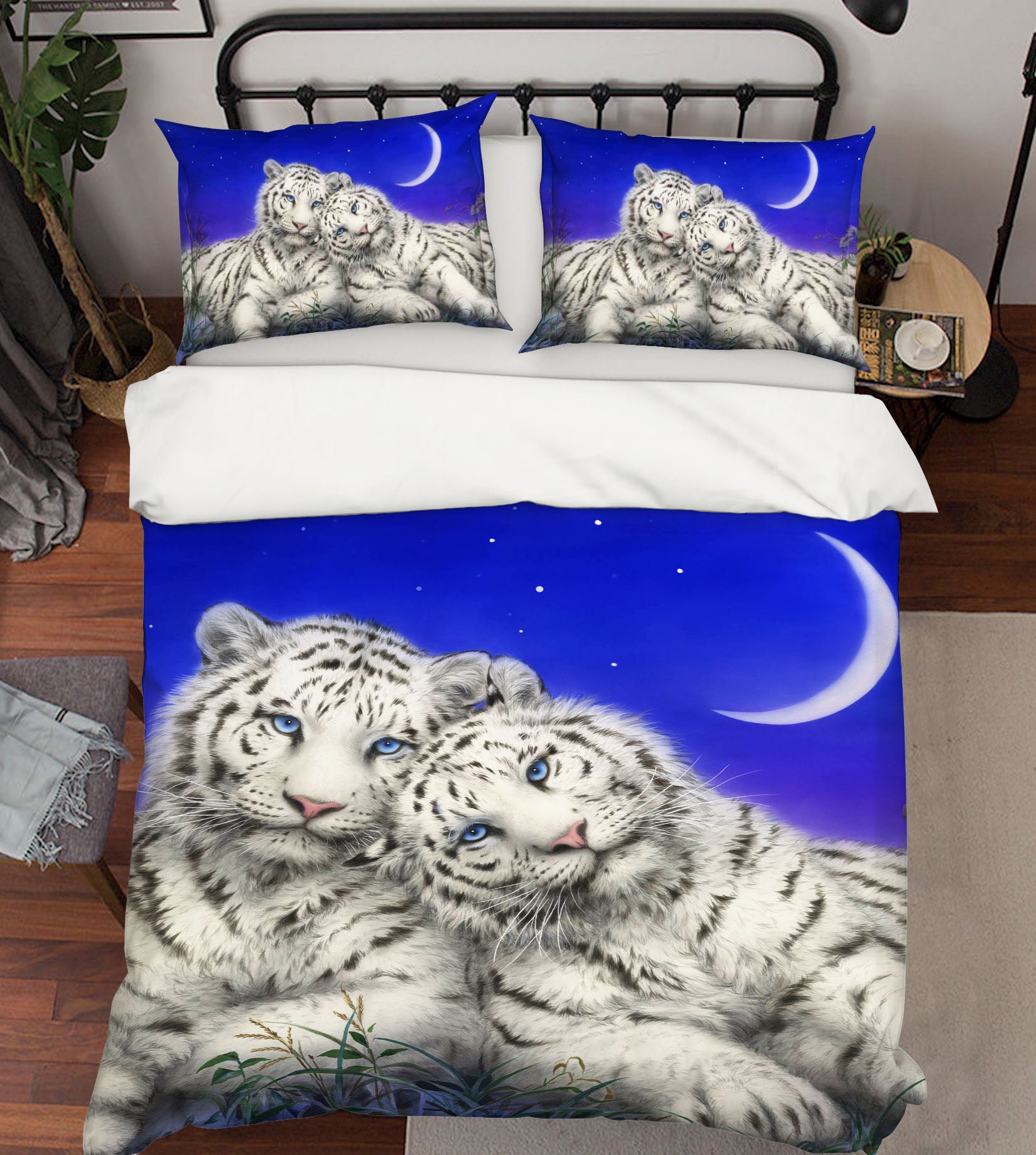 3D White Tiger Moon 5963 Kayomi Harai Bedding Bed Pillowcases Quilt Cover Duvet Cover