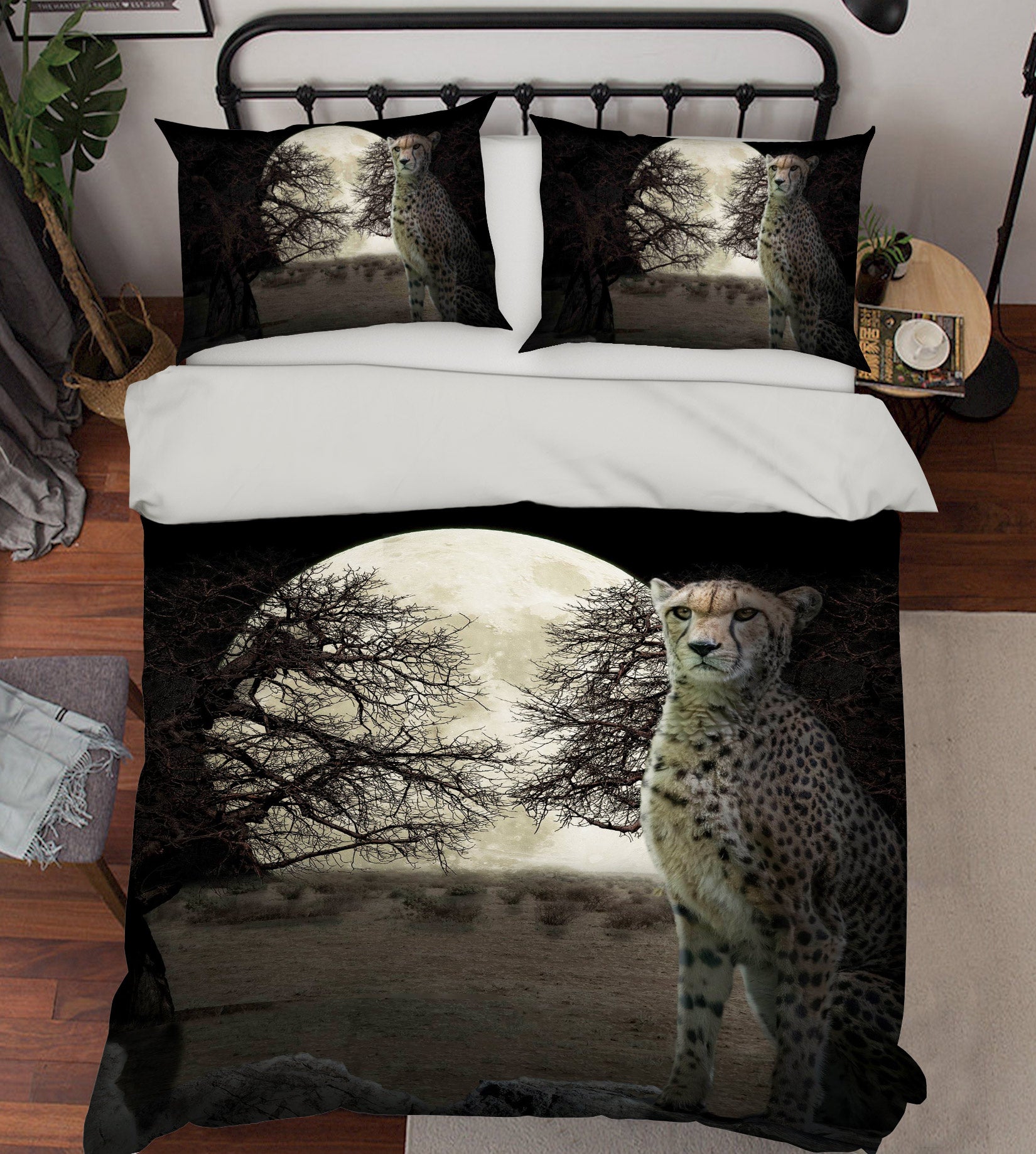 3D Moon Tree Leopard 8561 Beth Sheridan Bedding Bed Pillowcases Quilt