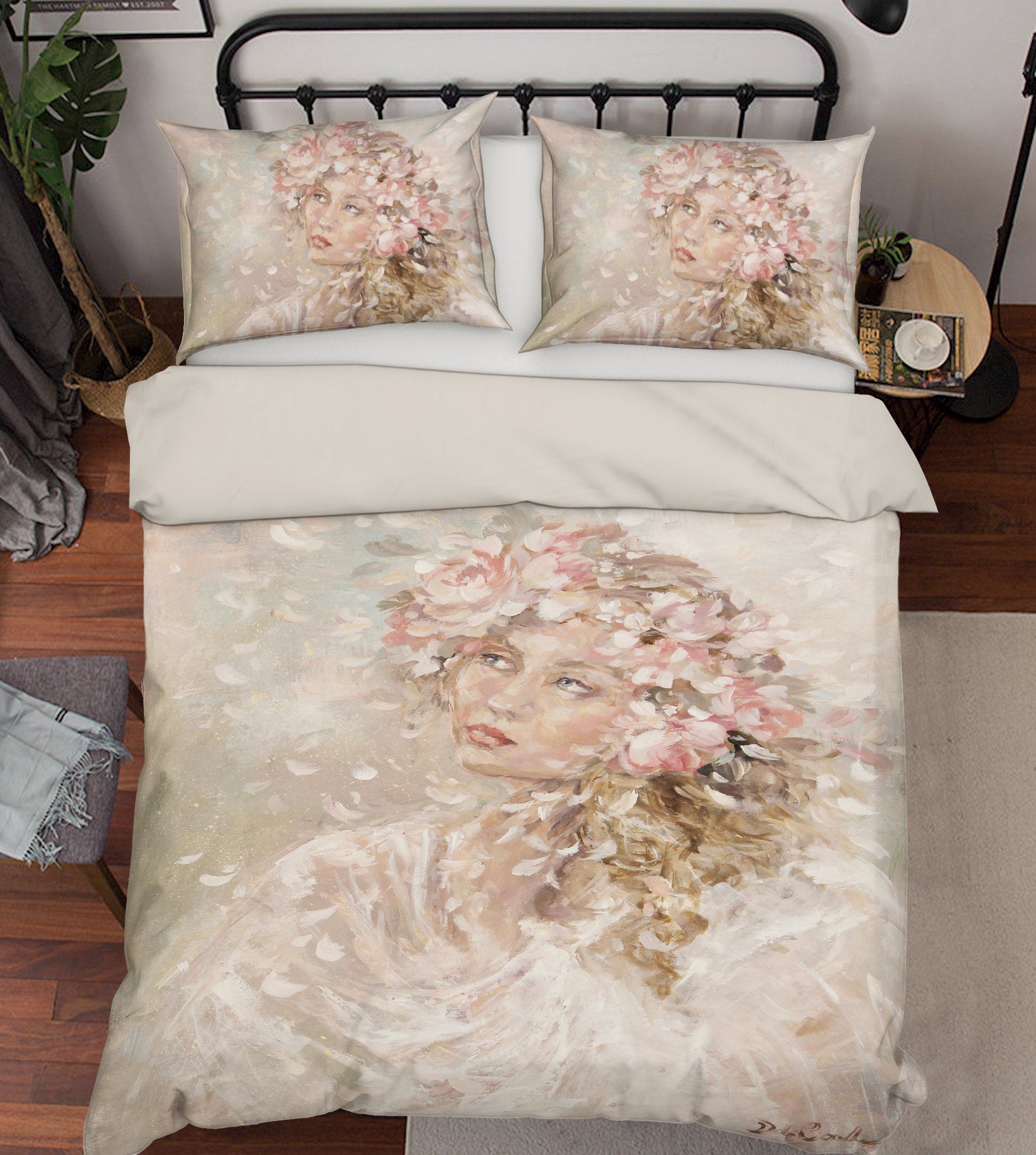 3D Petal Wreath Girl 2124 Debi Coules Bedding Bed Pillowcases Quilt