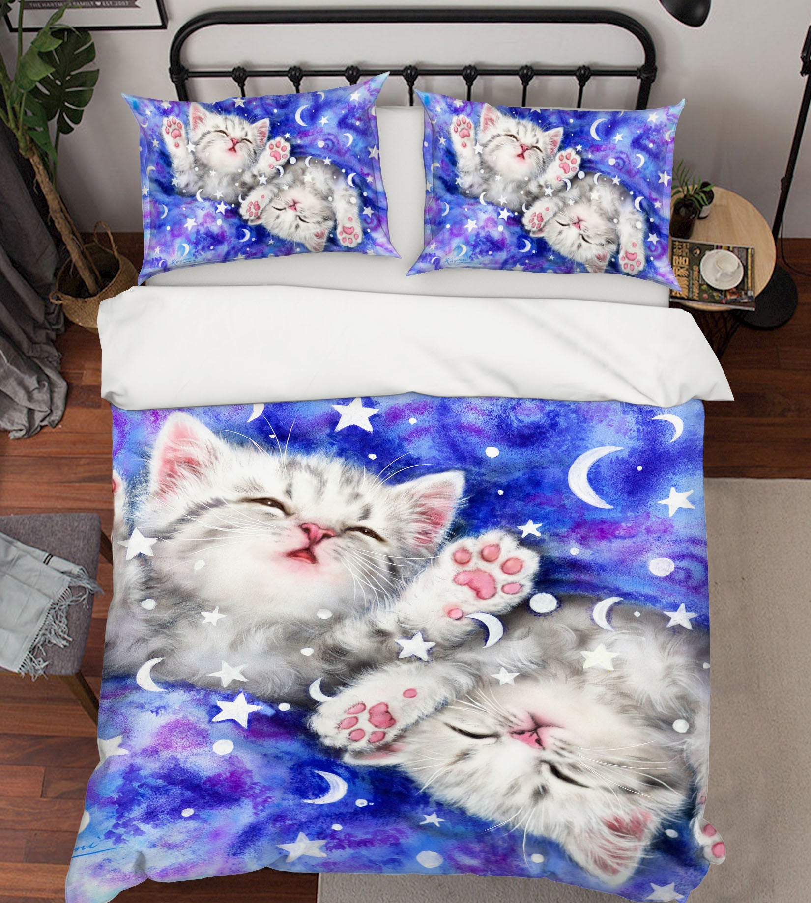 3D Moon Star Cat 5969 Kayomi Harai Bedding Bed Pillowcases Quilt Cover Duvet Cover