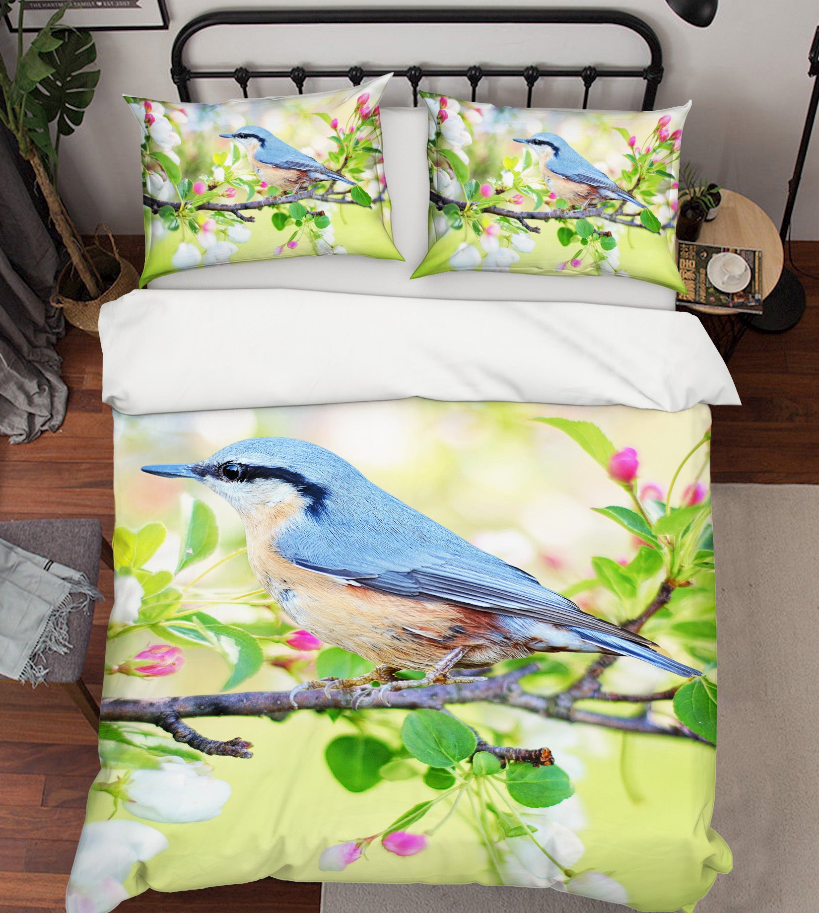 3D Blue Magpie 122 Bed Pillowcases Quilt