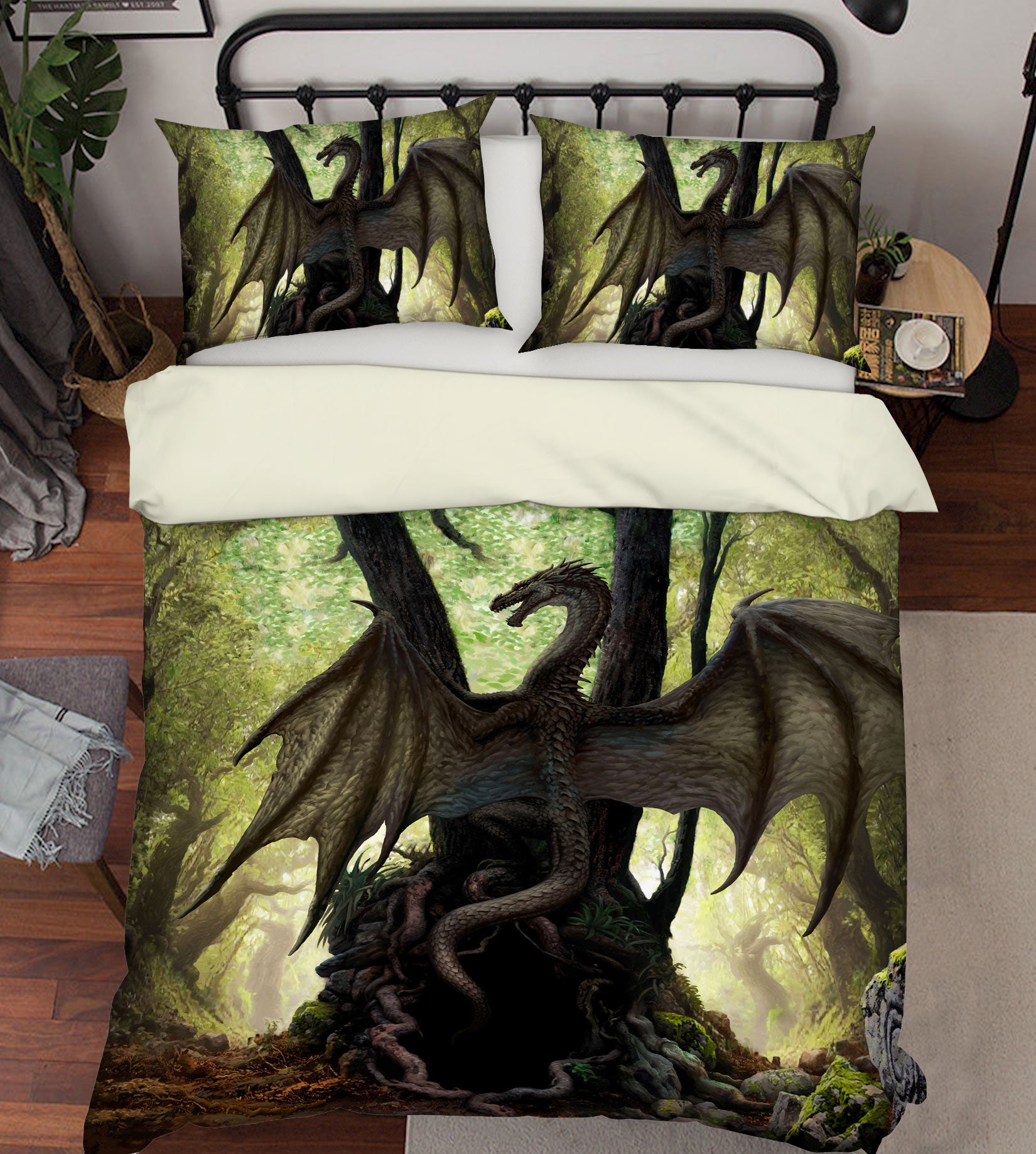 3D Trees Black Dragon 7027 Ciruelo Bedding Bed Pillowcases Quilt