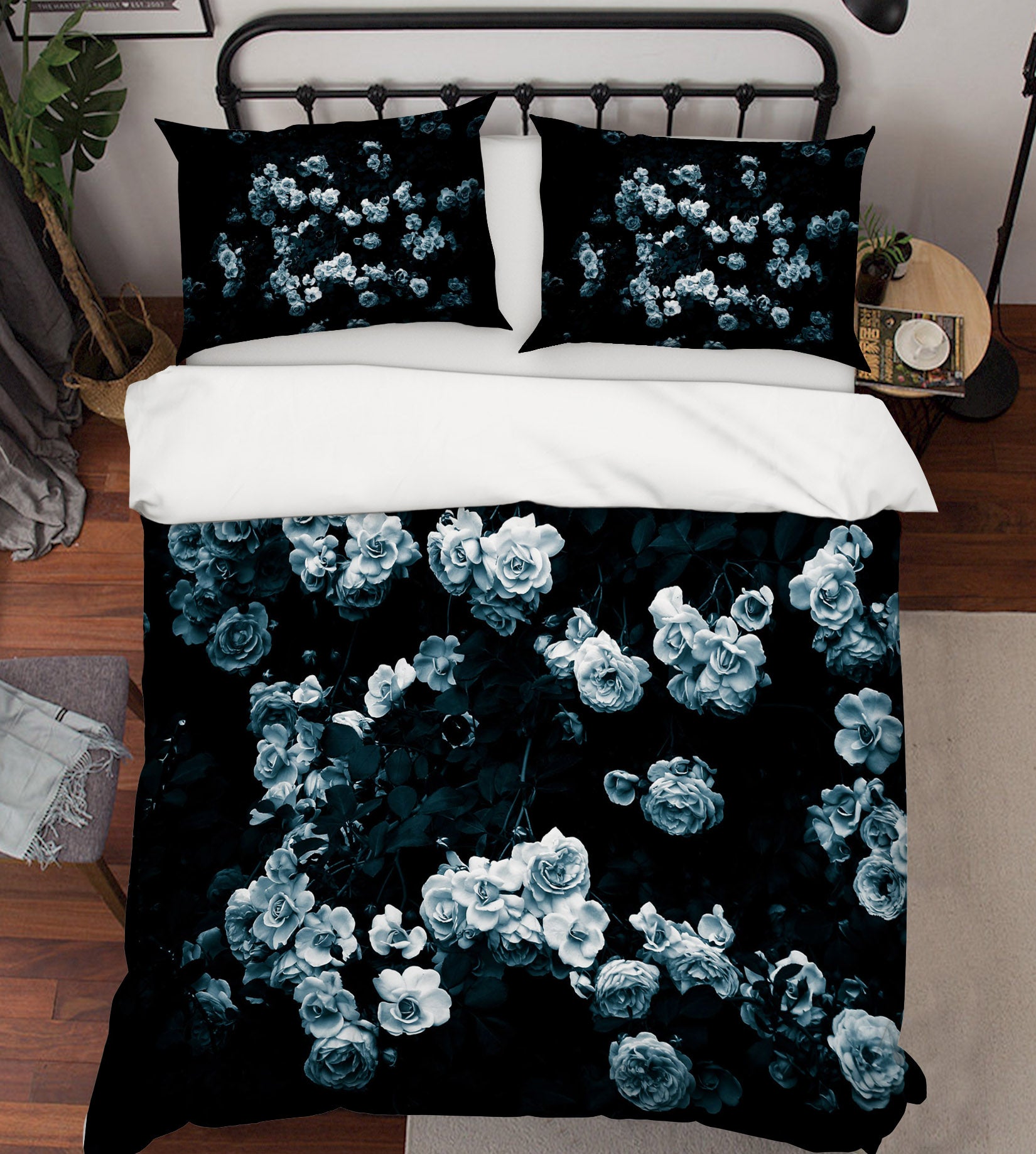 3D White Rose 2003 Noirblanc777 Bedding Bed Pillowcases Quilt