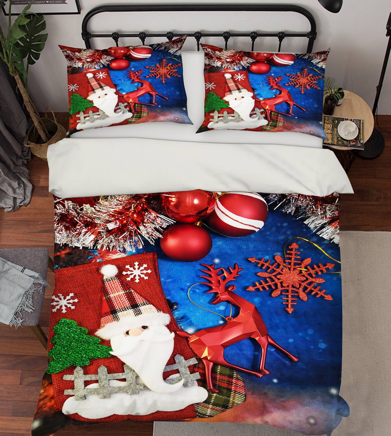 3D Santa Deer 52201 Christmas Quilt Duvet Cover Xmas Bed Pillowcases