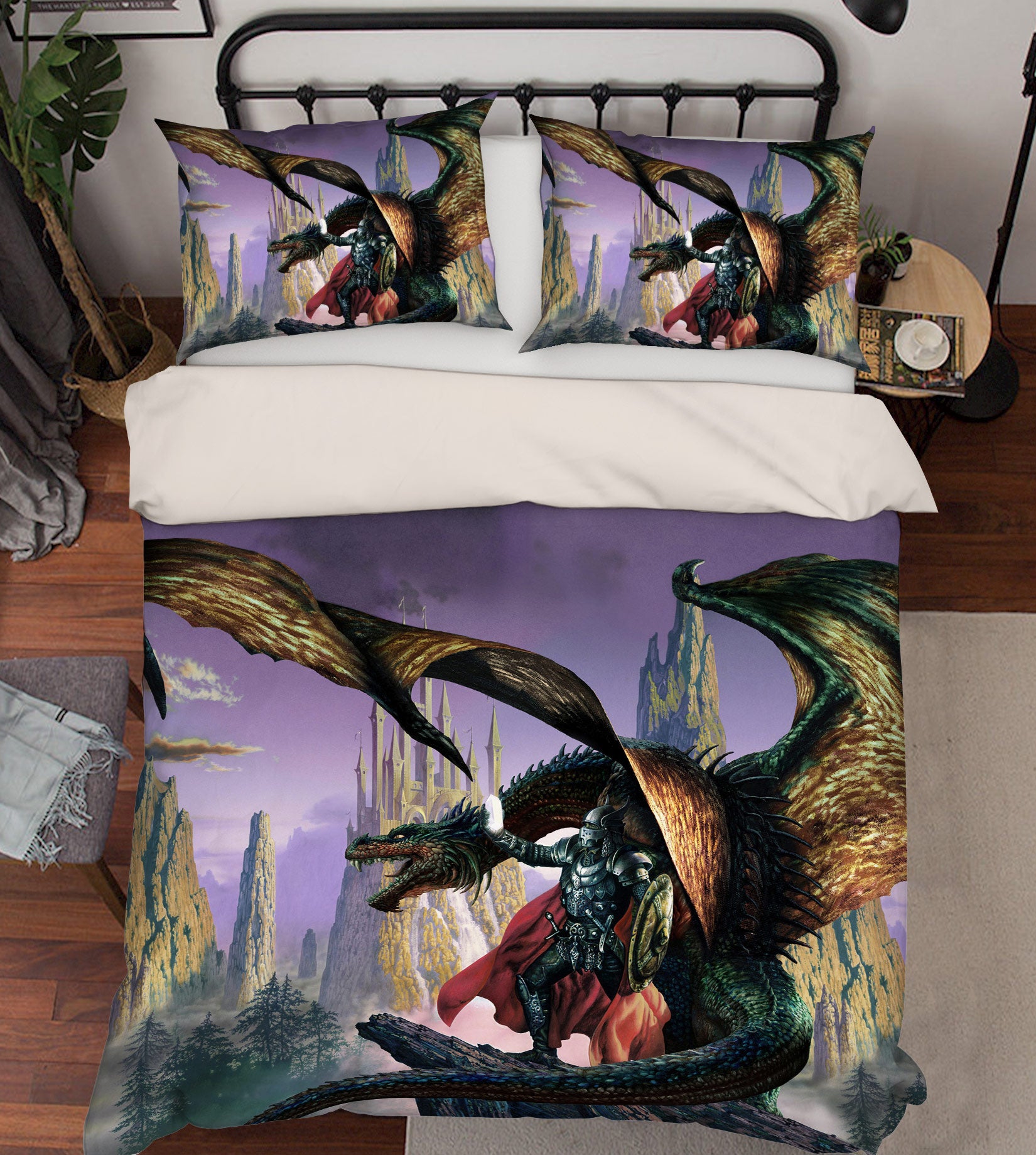 3D Dragon Armored Soldier 6177 Ciruelo Bedding Bed Pillowcases Quilt