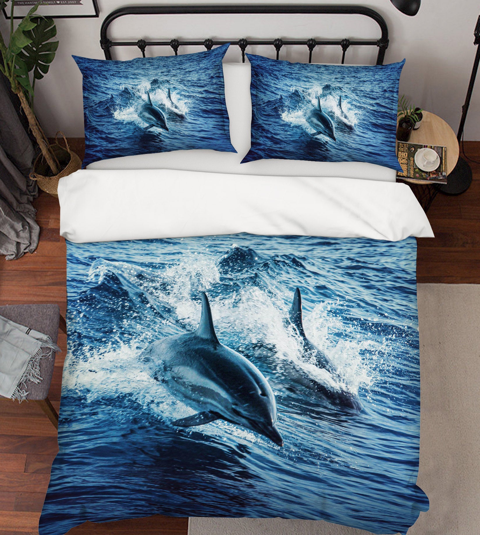 3D Cute Dolphin 1929 Bed Pillowcases Quilt