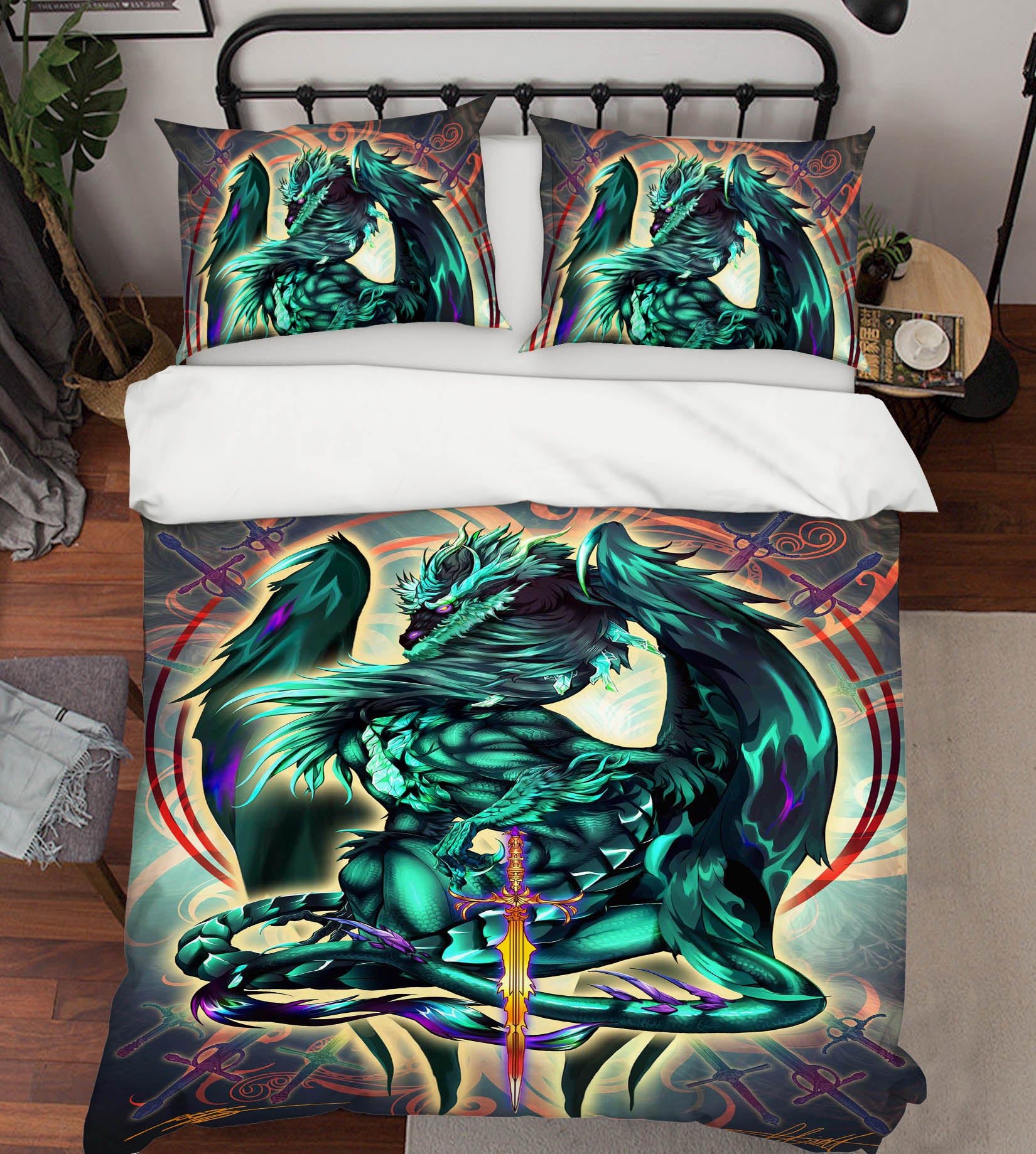 3D Green Dragon 8319 Ruth Thompson Bedding Bed Pillowcases Quilt Cover Duvet Cover