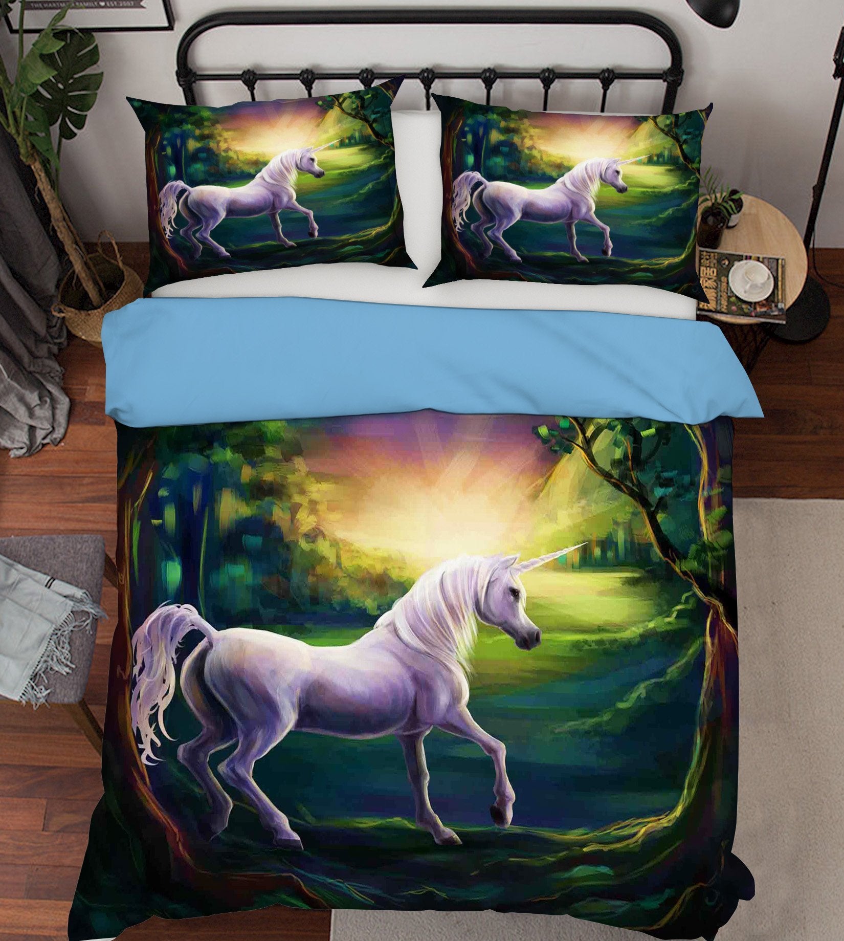 3D Tree Hole Unicorn 021 Bed Pillowcases Quilt Wallpaper AJ Wallpaper 