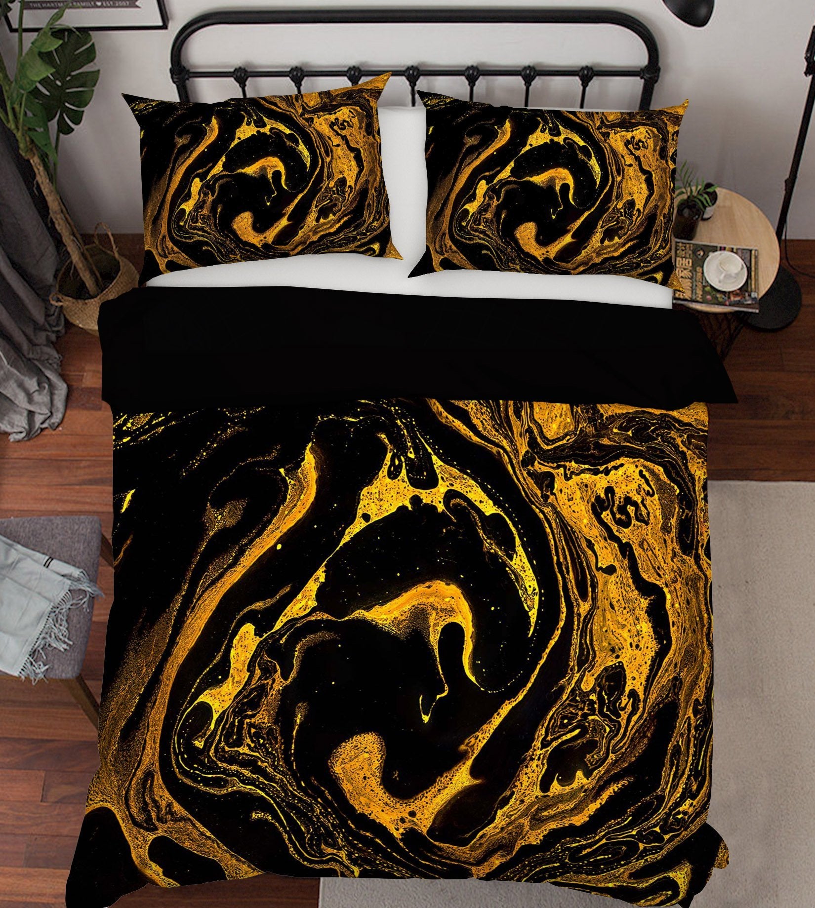 3D Golden Turbulence 016 Bed Pillowcases Quilt Wallpaper AJ Wallpaper 