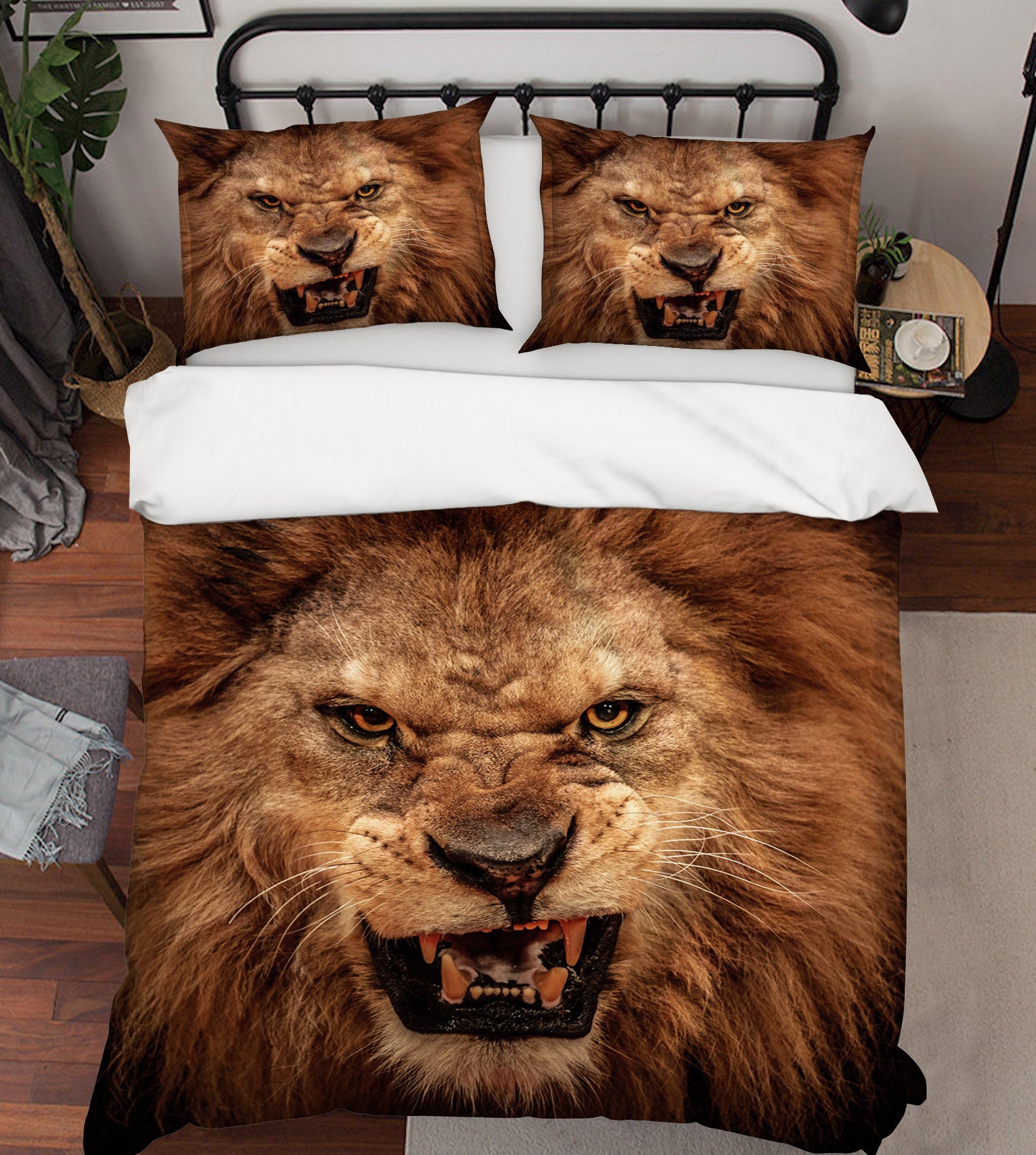 3D Fangs Lion 101 Bed Pillowcases Quilt