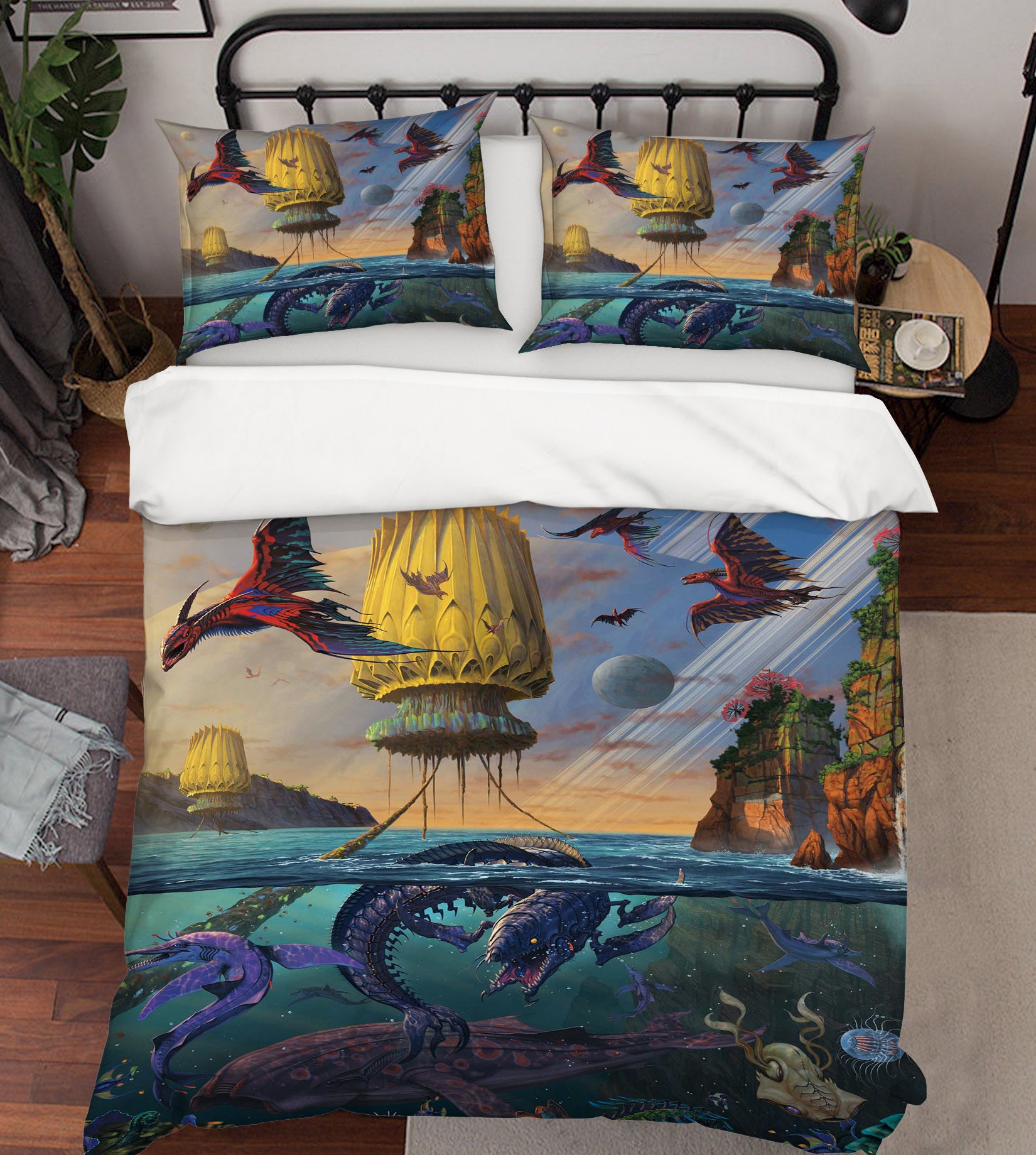3D Pterosaur Whale 035 Bed Pillowcases Quilt Exclusive Designer Vincent