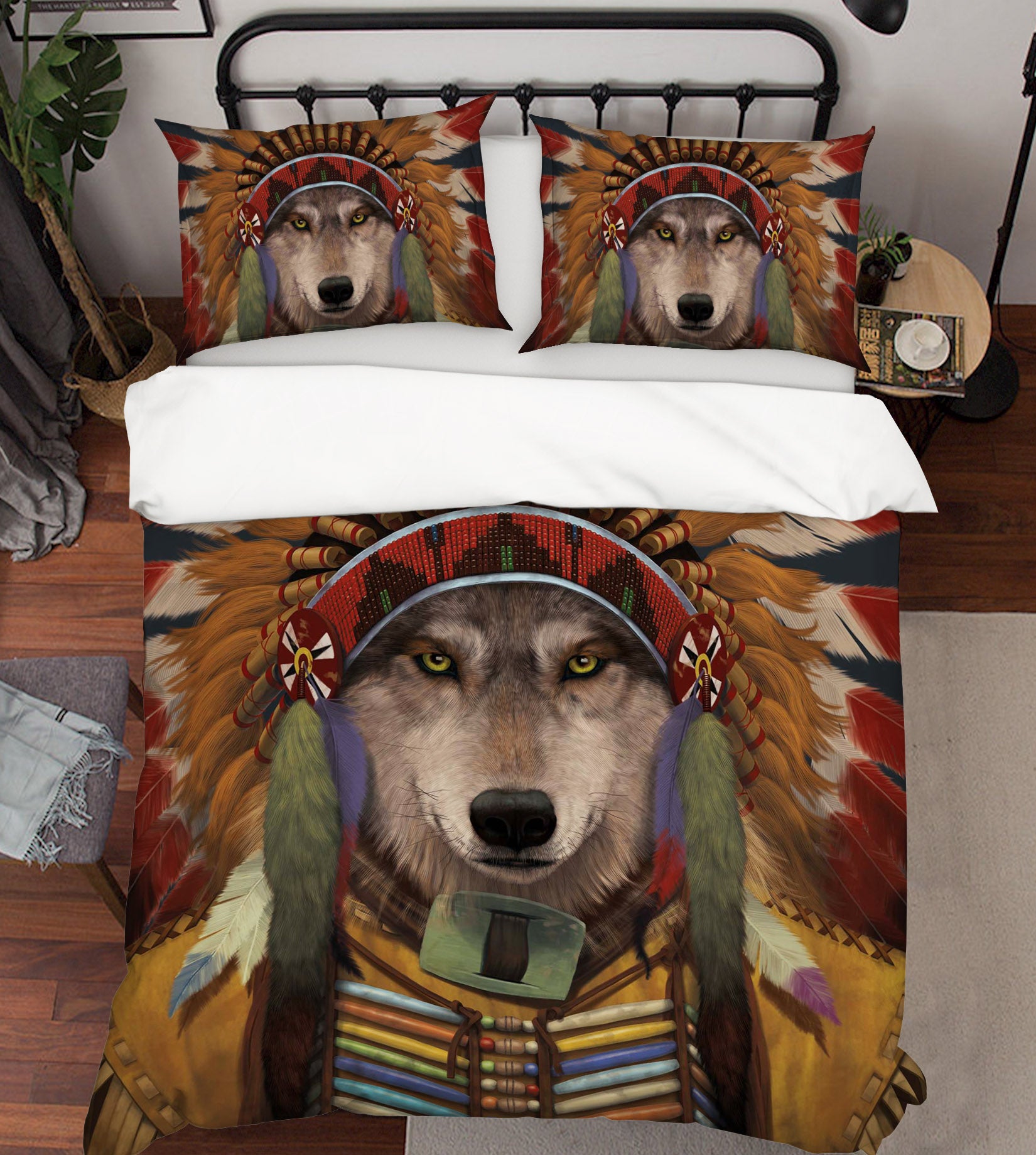 3D Wolf Spirit Chief 103 Bed Pillowcases Quilt Exclusive Designer Vincent