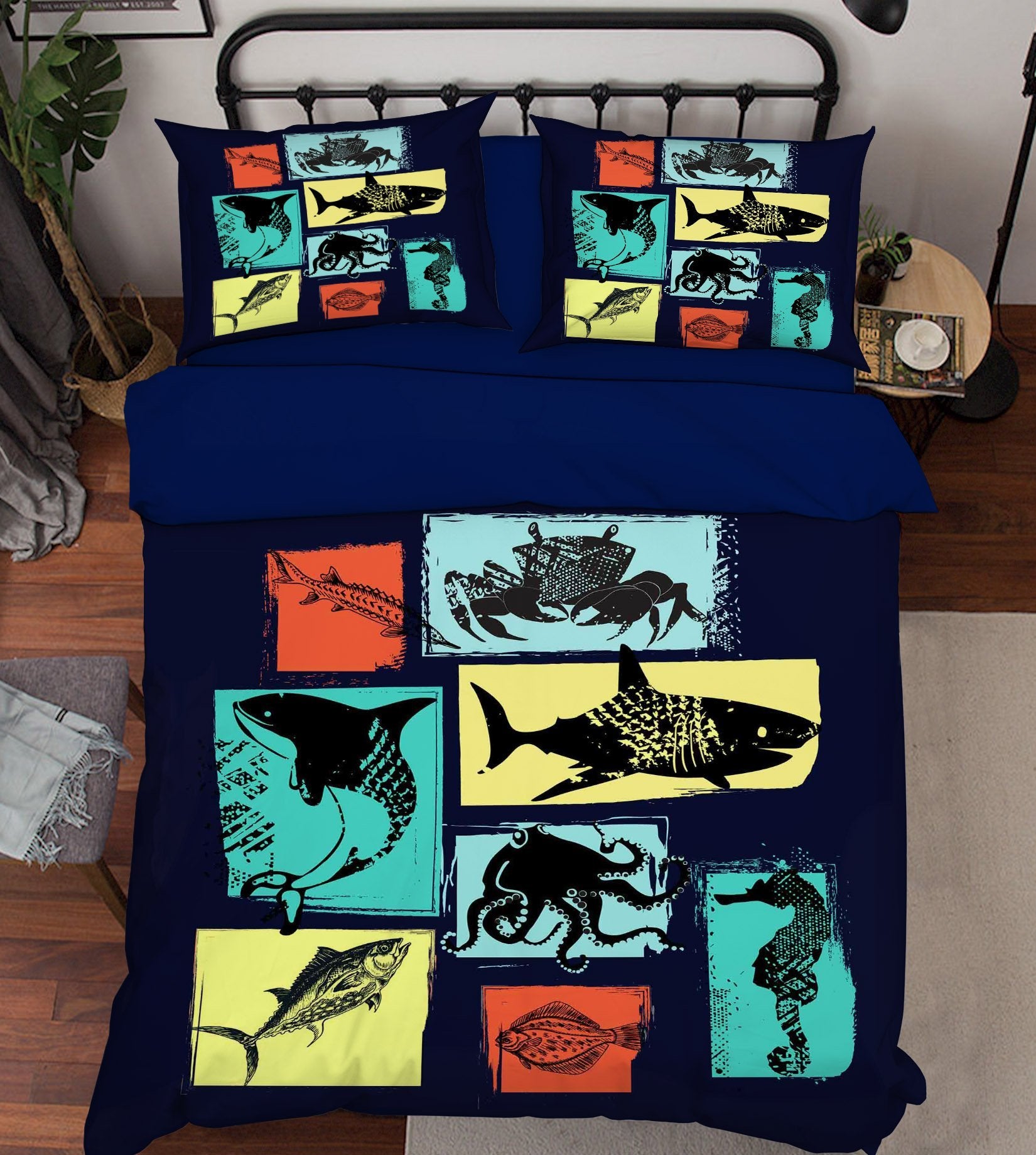 3D Black Fish 016 Bed Pillowcases Quilt Wallpaper AJ Wallpaper 