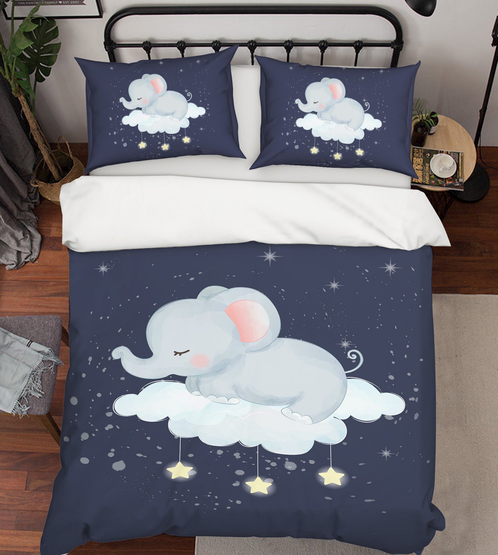 3D Elephant Cloud 64014 Bed Pillowcases Quilt