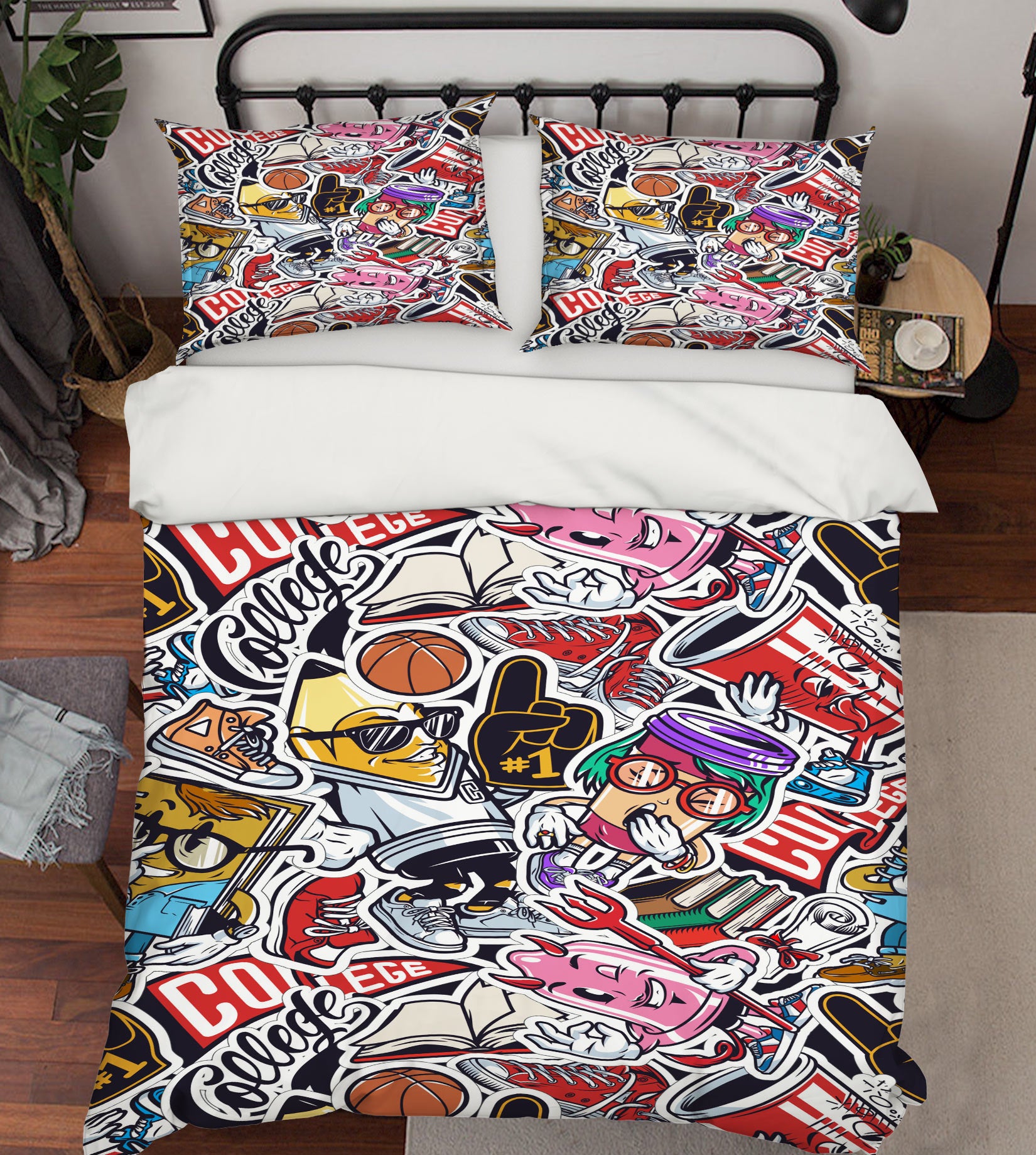 3D Coke Basketball Doodle Sticker 72007 Bed Pillowcases Quilt