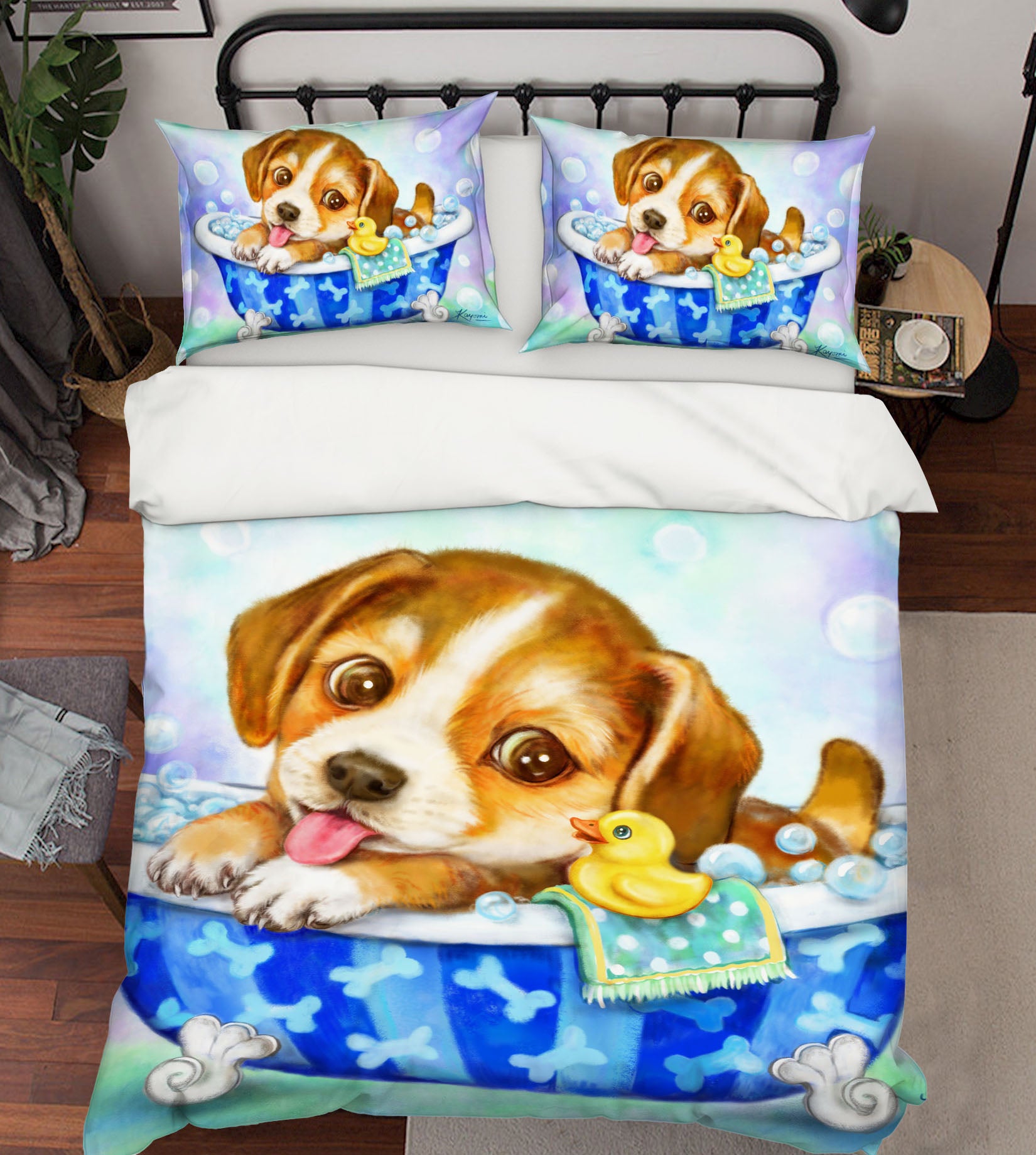 3D Bathtub Pet Dog 5811 Kayomi Harai Bedding Bed Pillowcases Quilt Cover Duvet Cover