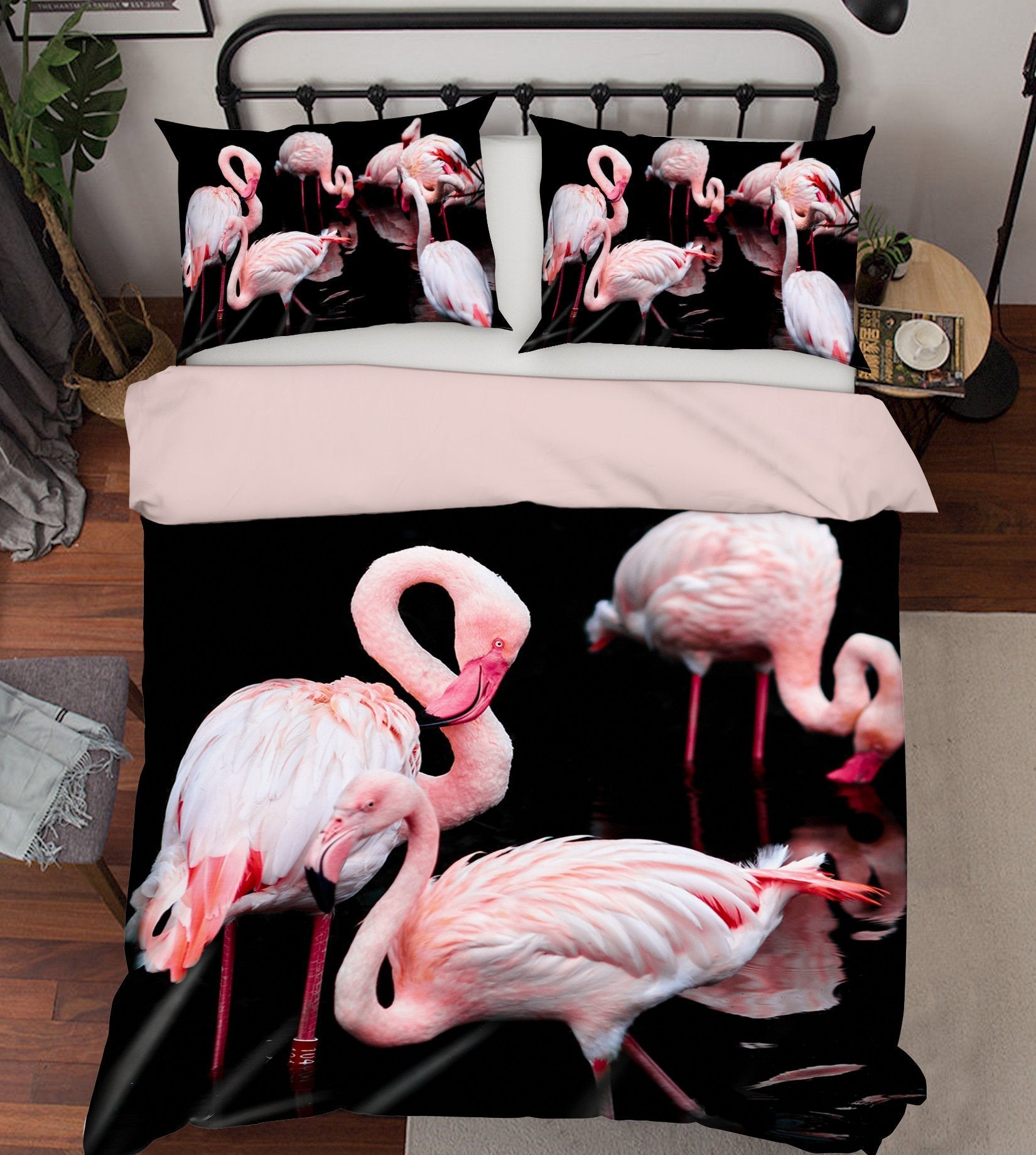 3D Pink Flamingo 1985 Bed Pillowcases Quilt Quiet Covers AJ Creativity Home 