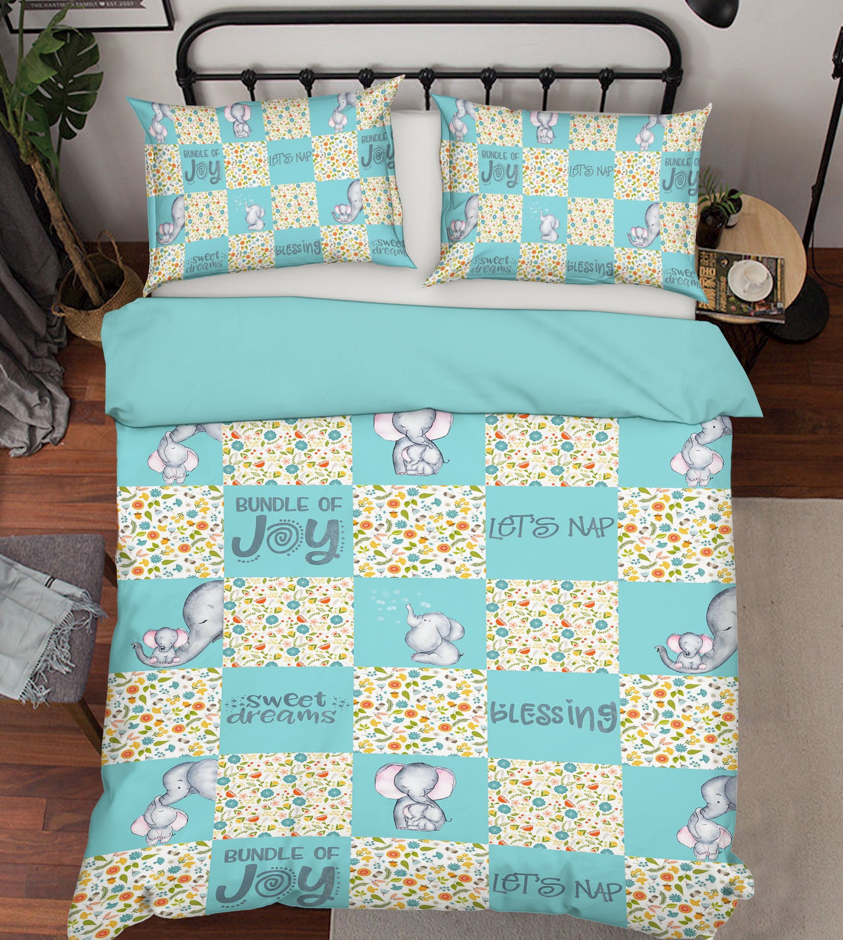 3D Elephant Flower 238 Uta Naumann Bedding Bed Pillowcases Quilt