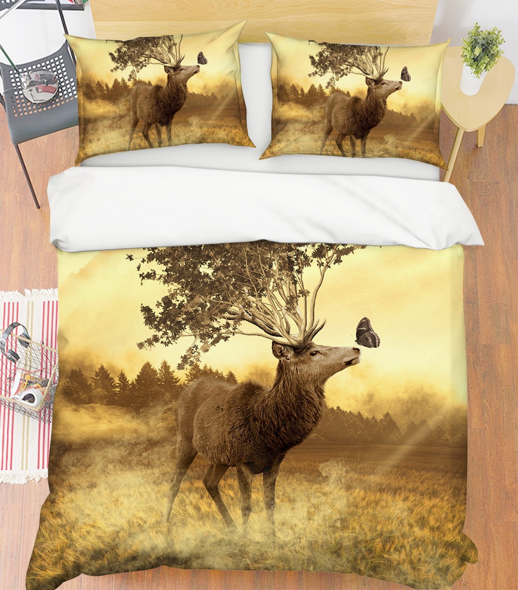 3D Grassland Elk 1955 Bed Pillowcases Quilt Quiet Covers AJ Creativity Home 
