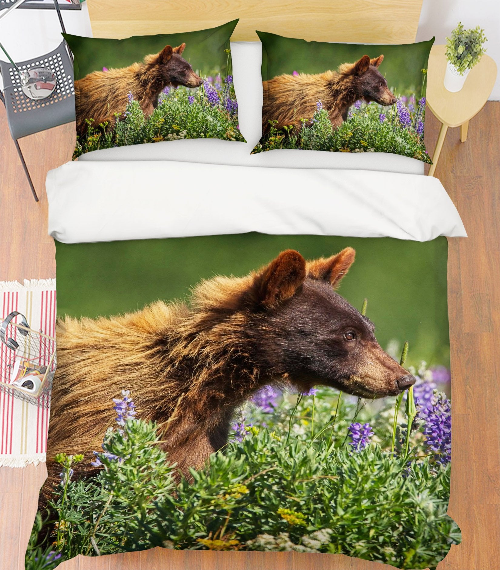 3D Bear Cub 2103 Kathy Barefield Bedding Bed Pillowcases Quilt Quiet Covers AJ Creativity Home 