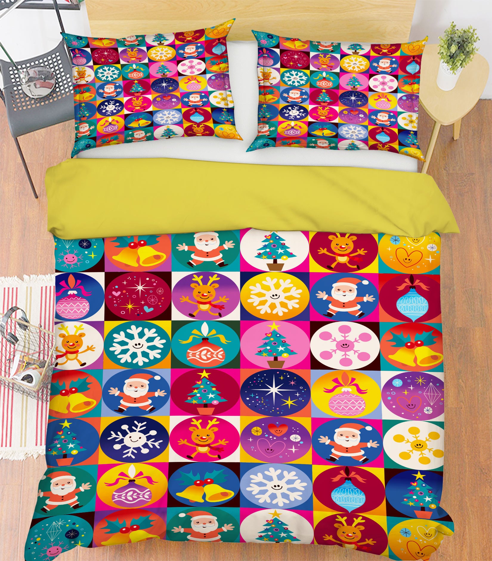 3D Color Circle Pattern 52128 Christmas Quilt Duvet Cover Xmas Bed Pillowcases