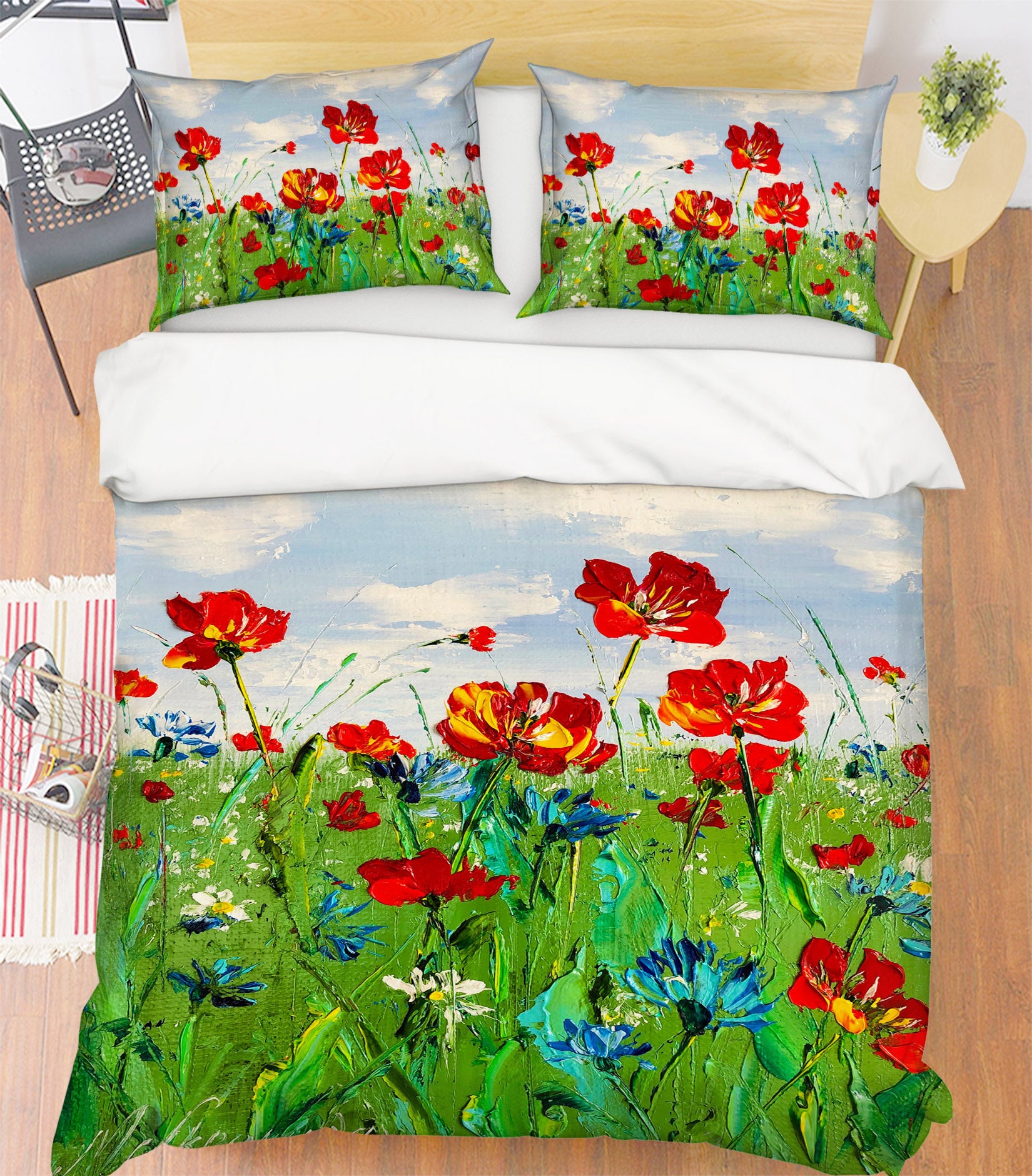 3D Red Flower Grass 616 Skromova Marina Bedding Bed Pillowcases Quilt