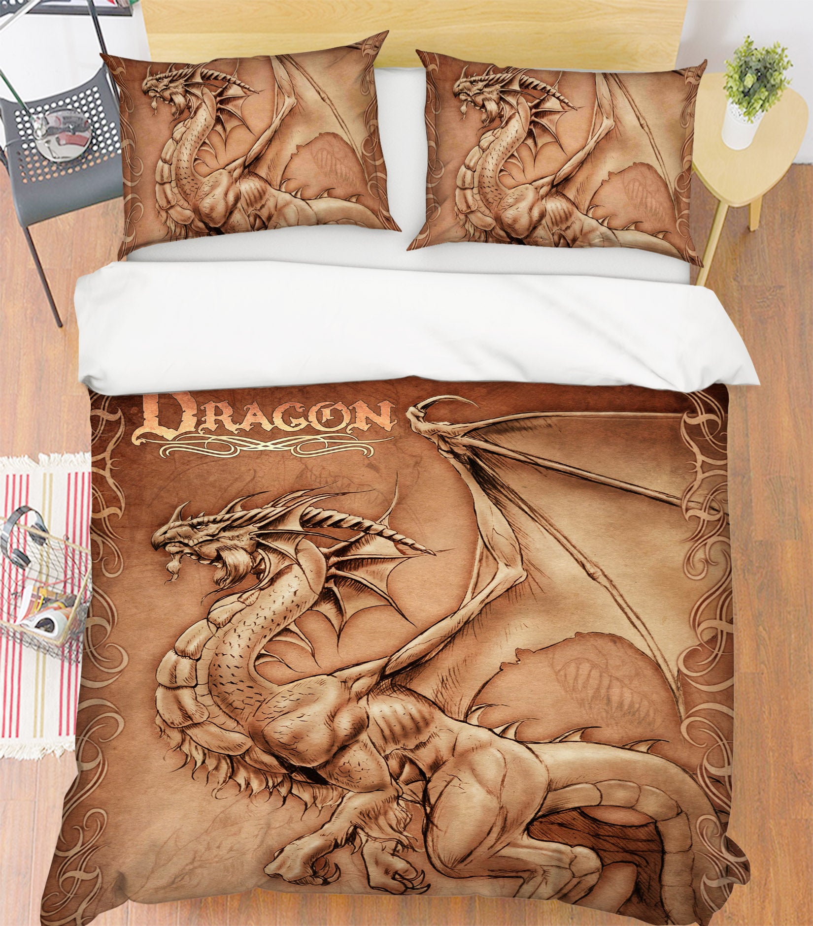 3D Dragon Painting 4084 Tom Wood Bedding Bed Pillowcases Quilt