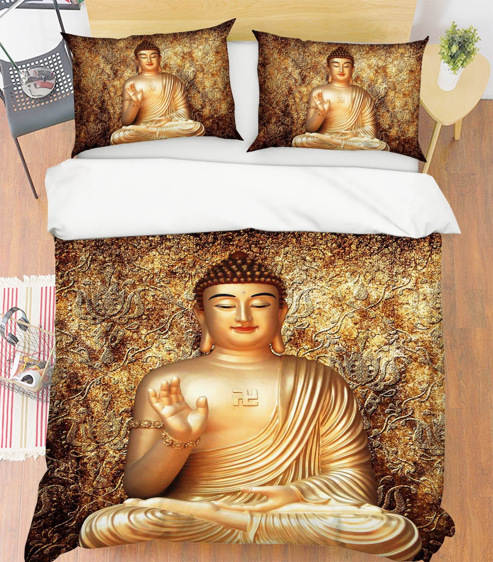 3D Buddha Meditating 009 Bed Pillowcases Quilt Quiet Covers AJ Creativity Home 