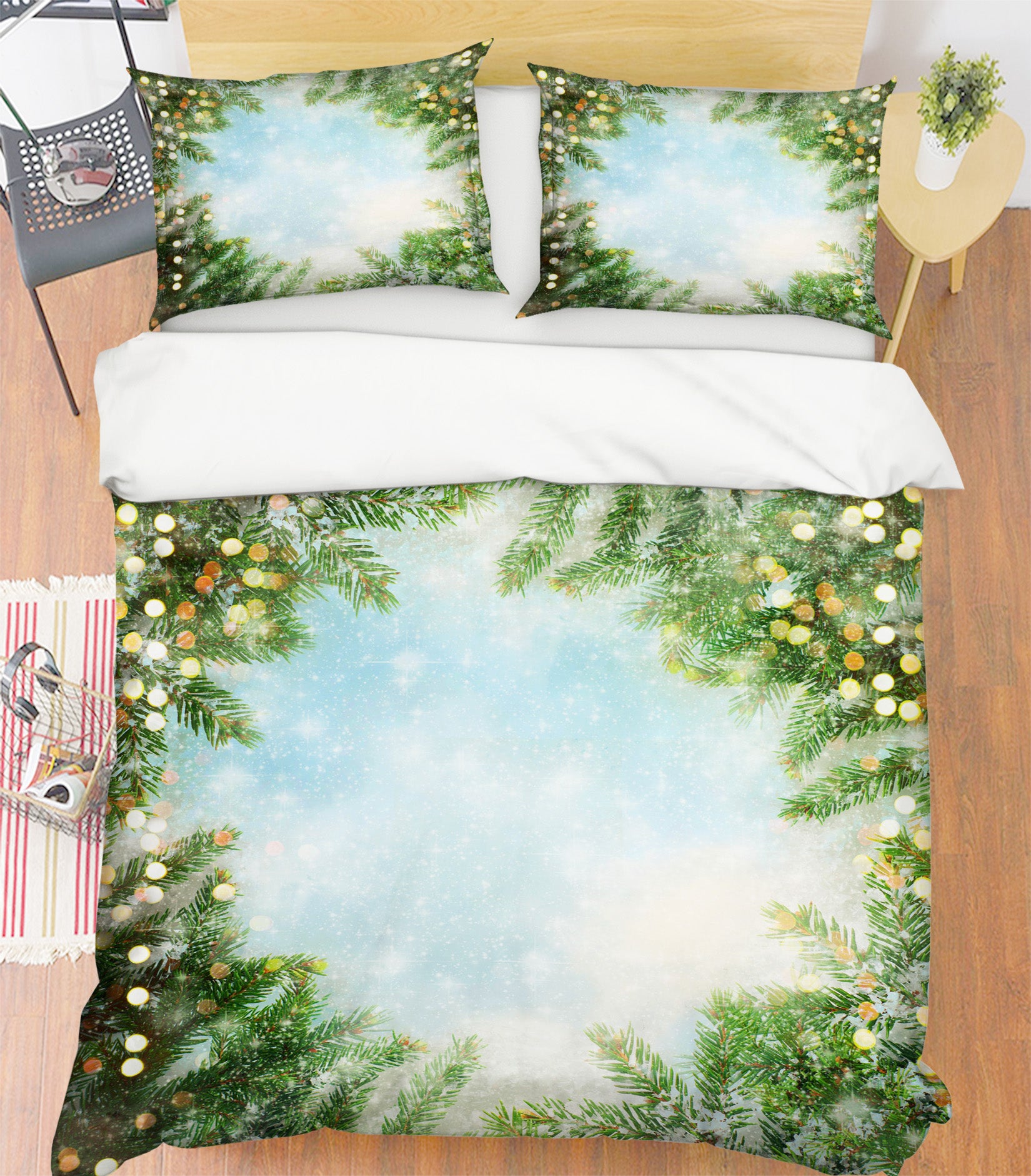 3D Branch Circle 52235 Christmas Quilt Duvet Cover Xmas Bed Pillowcases