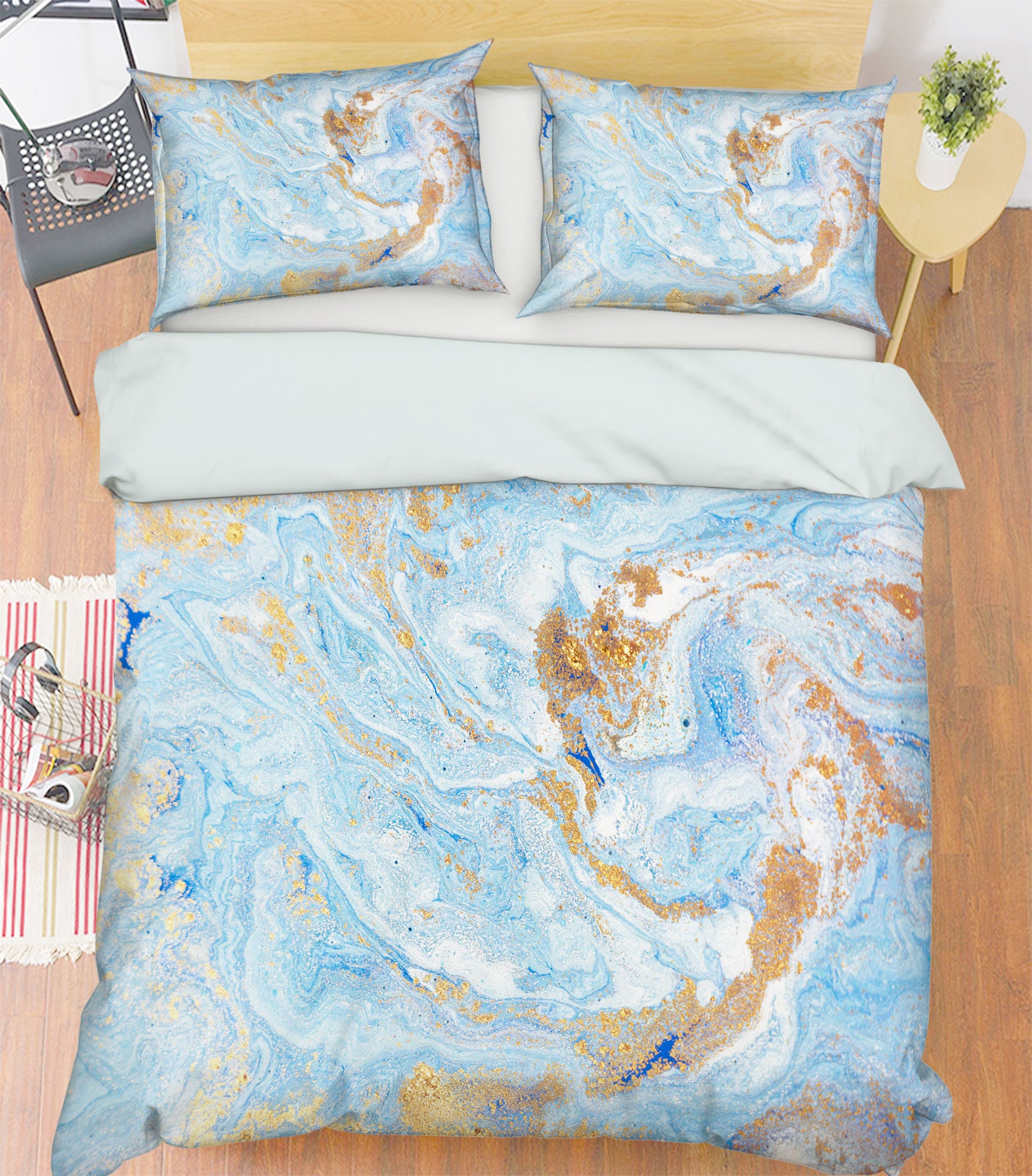 3D Light Blue Texture 67079 Bed Pillowcases Quilt
