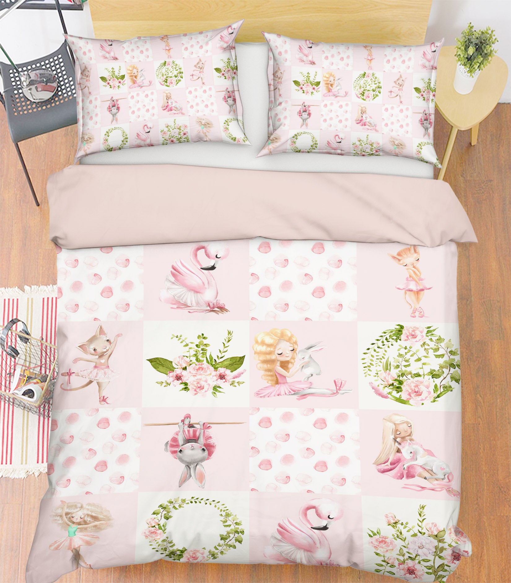 3D Flamingo Rabbit 204 Uta Naumann Bedding Bed Pillowcases Quilt