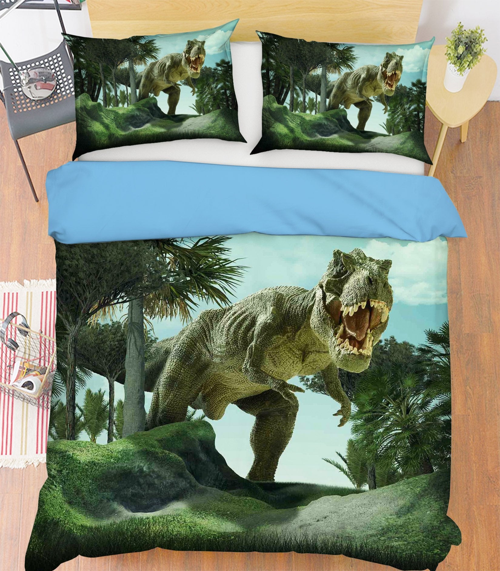 3D Moss Woods Dinosaur 088 Bed Pillowcases Quilt Wallpaper AJ Wallpaper 