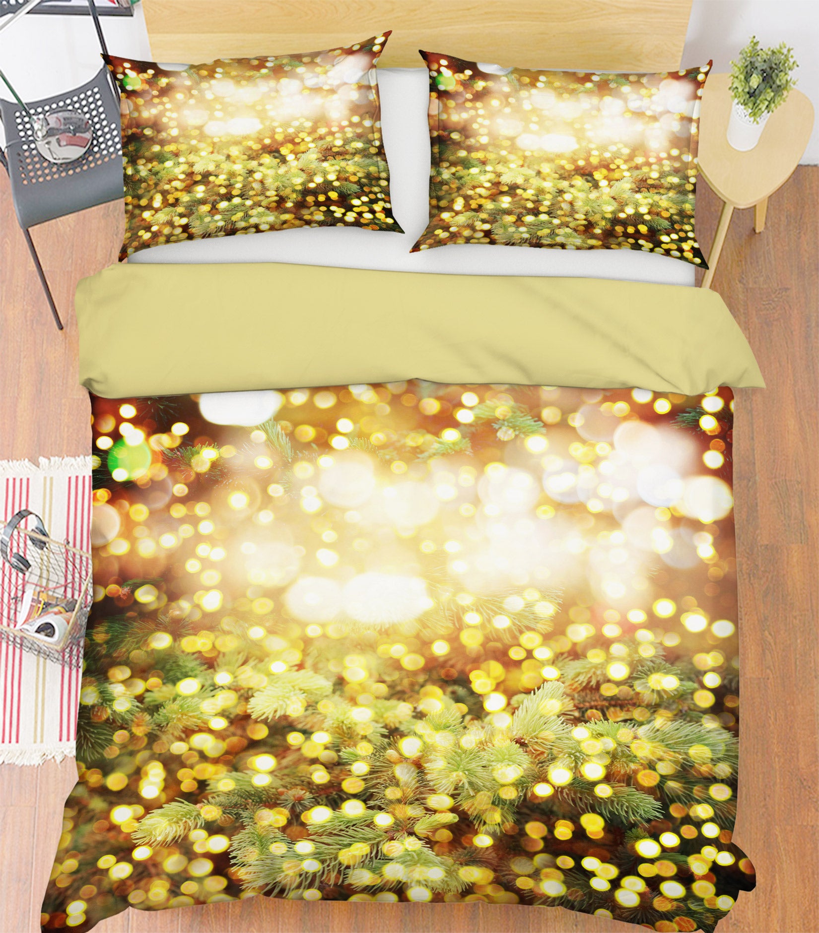 3D Light Shadow 52123 Christmas Quilt Duvet Cover Xmas Bed Pillowcases