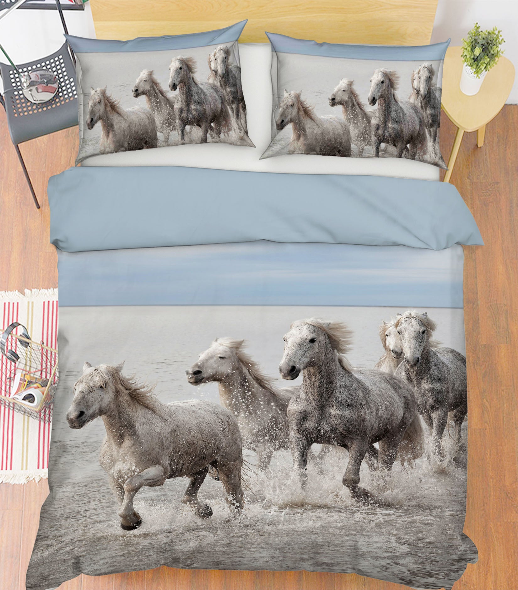 3D Lake White Horse 139 Marco Carmassi Bedding Bed Pillowcases Quilt