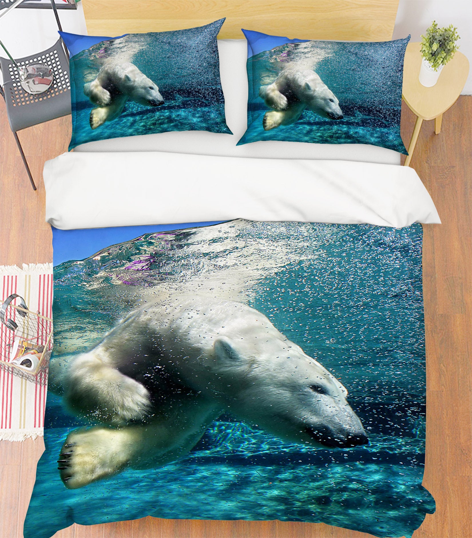 3D Sea Polar Bear 012 Bed Pillowcases Quilt
