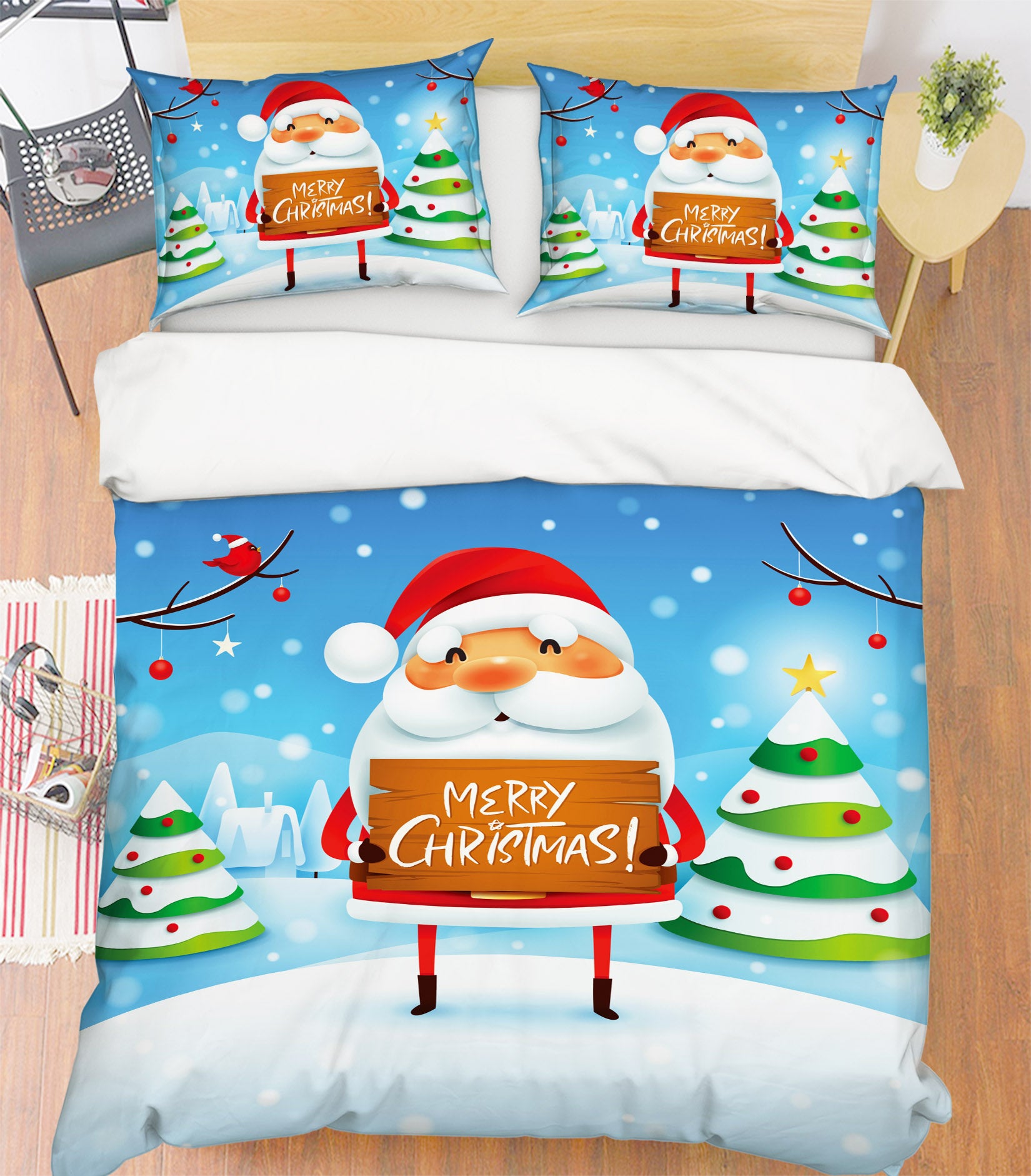 3D Santa Claus Tree 53025 Christmas Quilt Duvet Cover Xmas Bed Pillowcases
