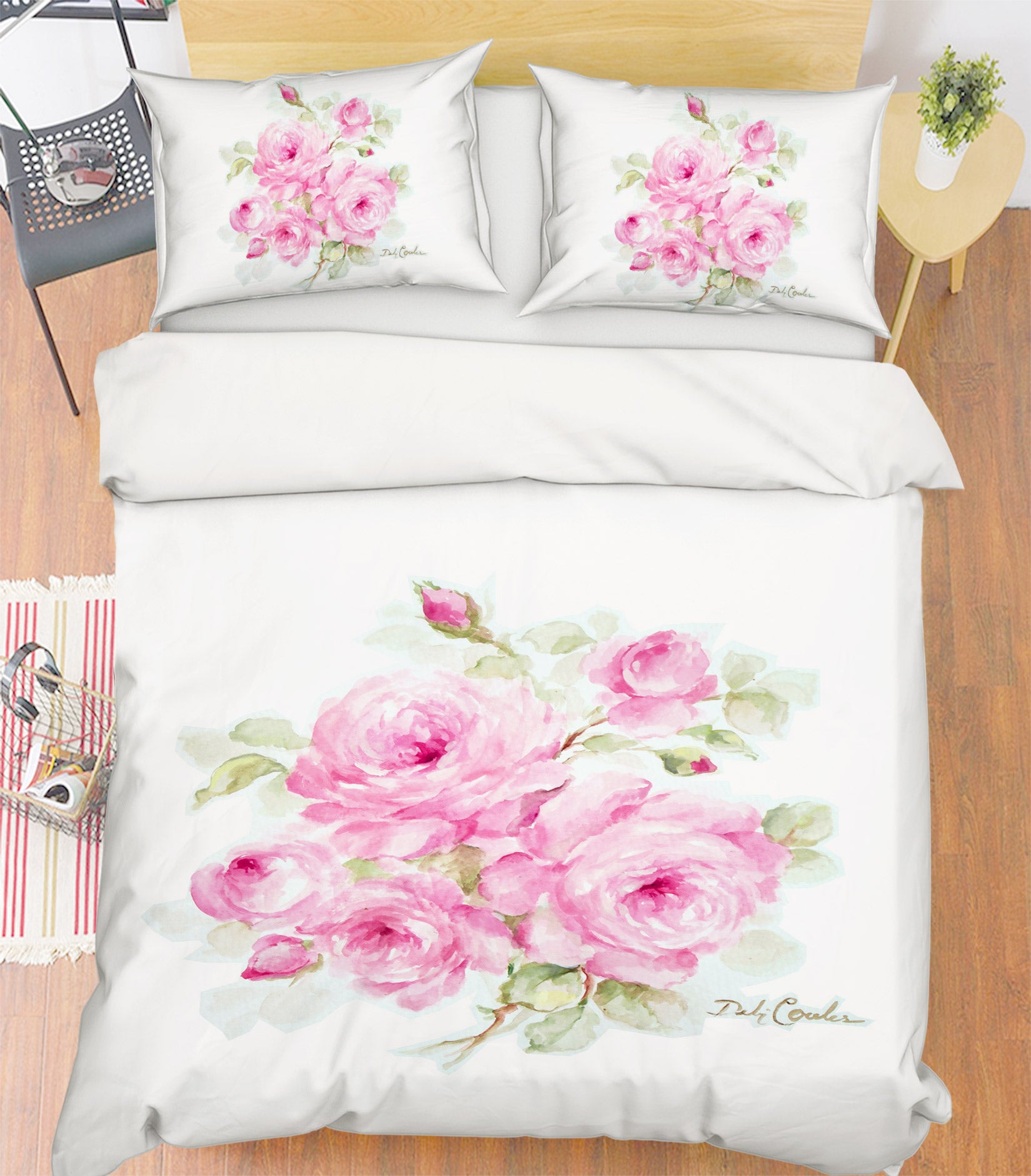 3D Flower Bush Pink 2129 Debi Coules Bedding Bed Pillowcases Quilt
