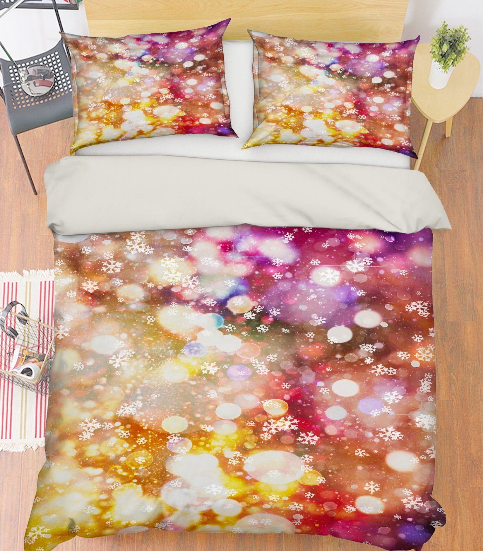 3D Snowflake Aperture 52160 Christmas Quilt Duvet Cover Xmas Bed Pillowcases