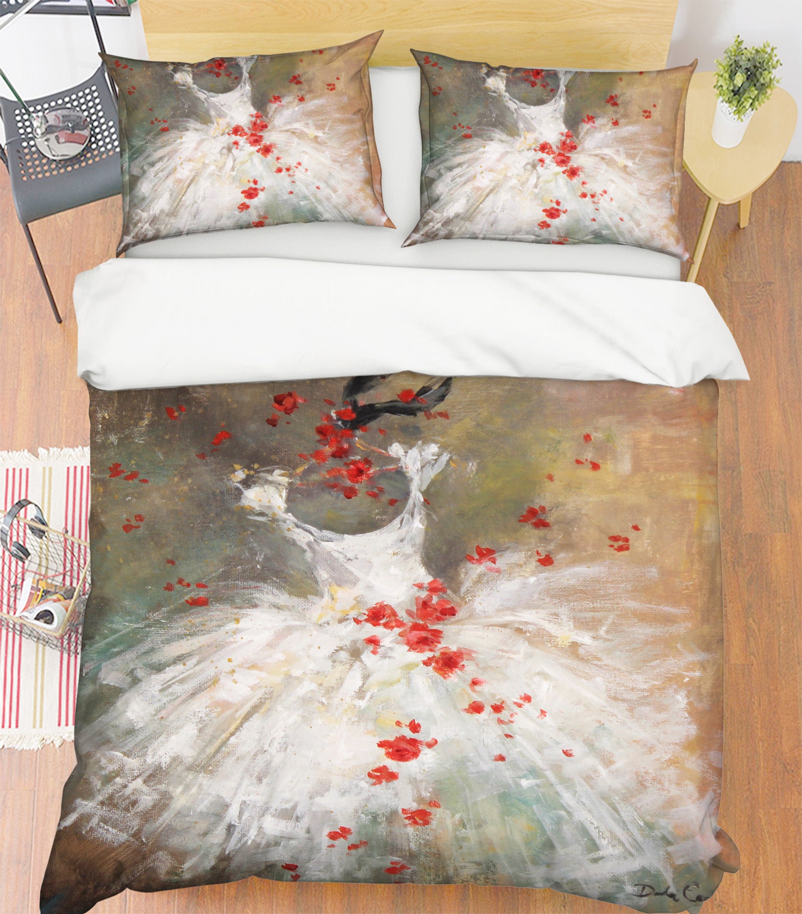 3D Red Petal Skirt 2044 Debi Coules Bedding Bed Pillowcases Quilt