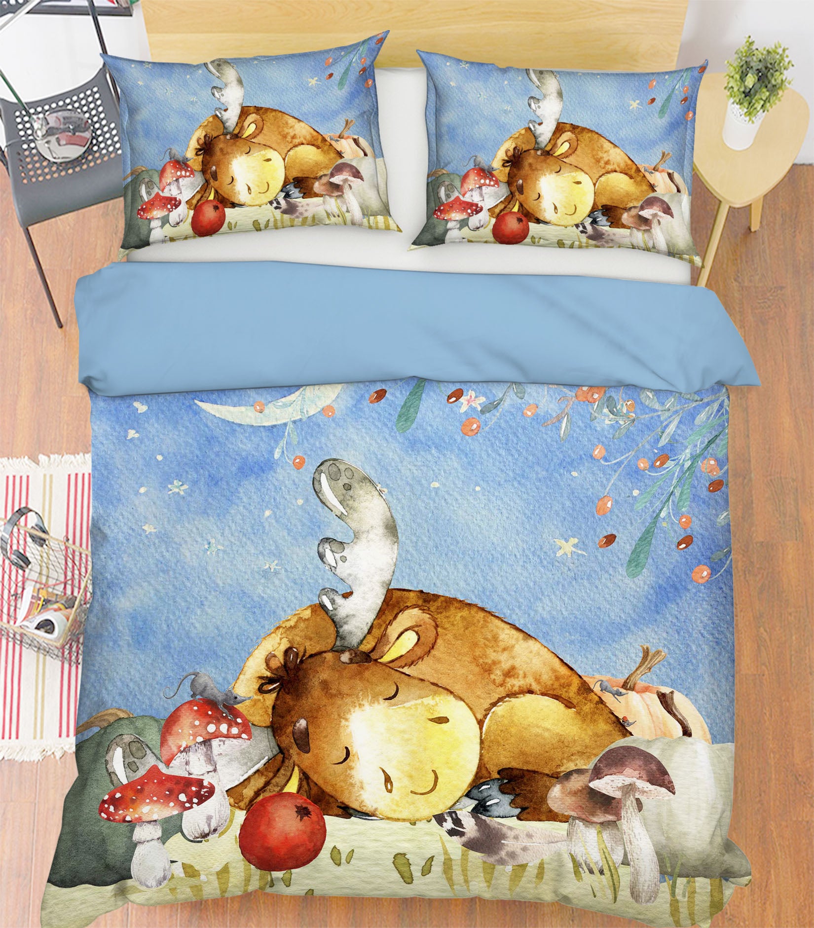 3D Moon Reindeer 250 Uta Naumann Bedding Bed Pillowcases Quilt