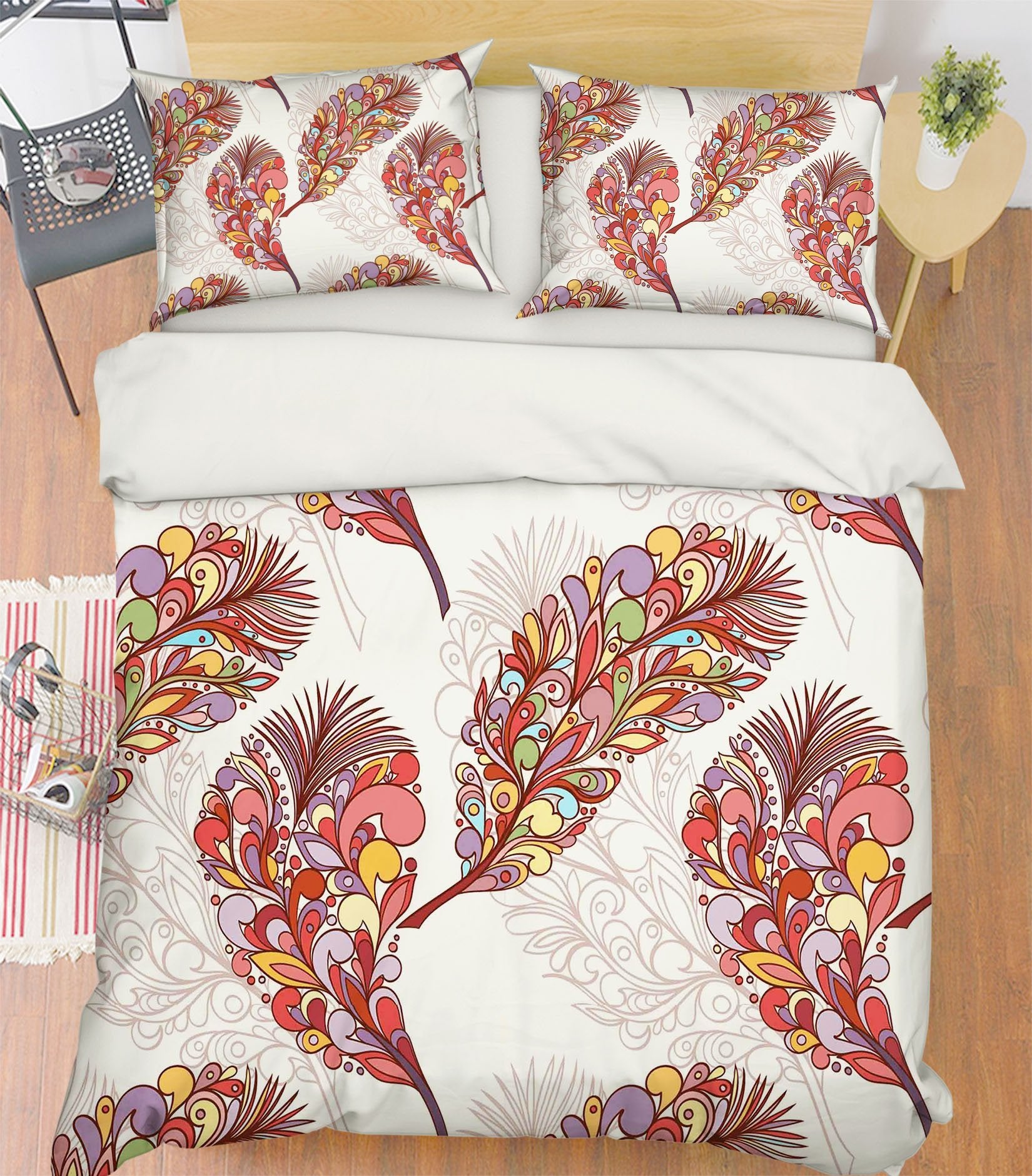 3D Colorful Feathers 173 Bed Pillowcases Quilt Wallpaper AJ Wallpaper 