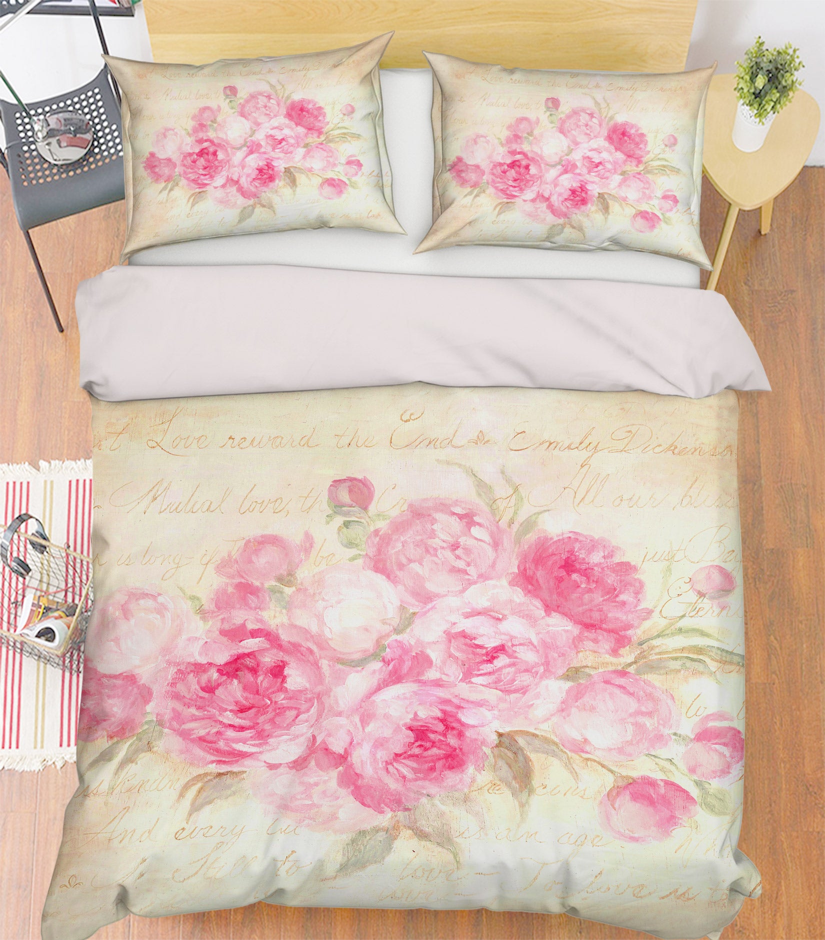 3D Pink Flower Bush 2120 Debi Coules Bedding Bed Pillowcases Quilt