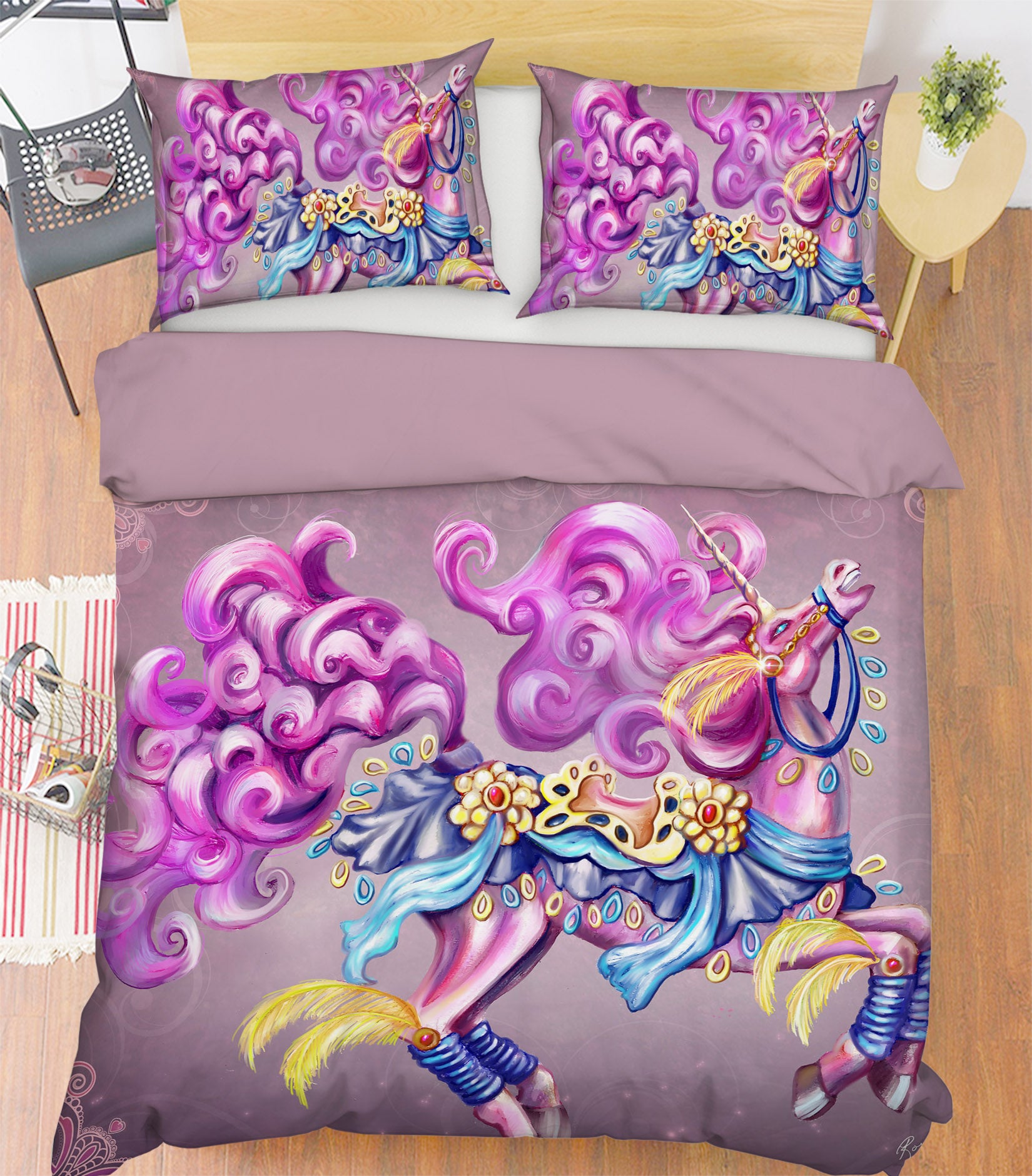 3D Purple Pet 115 Rose Catherine Khan Bedding Bed Pillowcases Quilt
