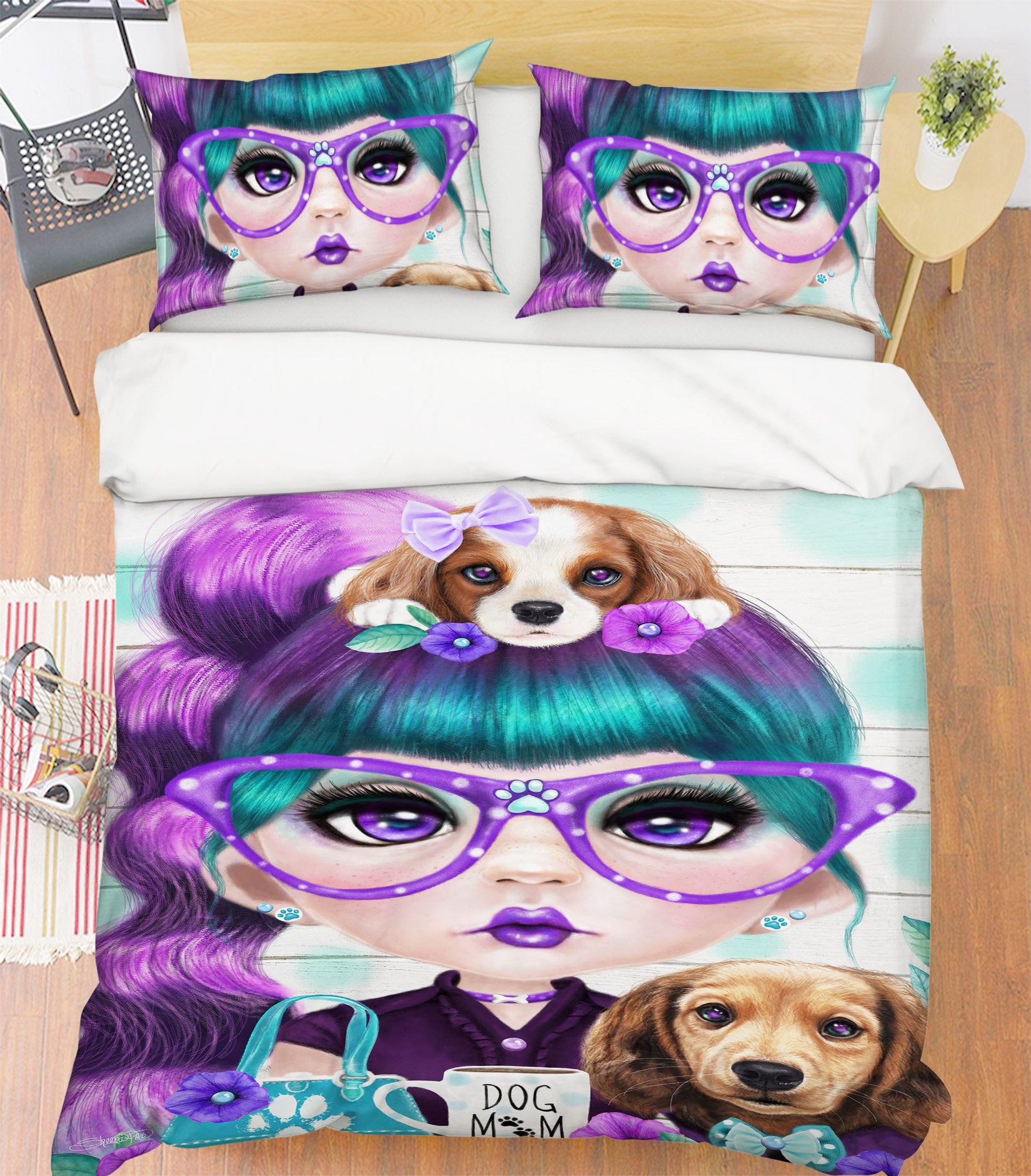 3D Cute Dog Girl 8594 Sheena Pike Bedding Bed Pillowcases Quilt Cover Duvet Cover