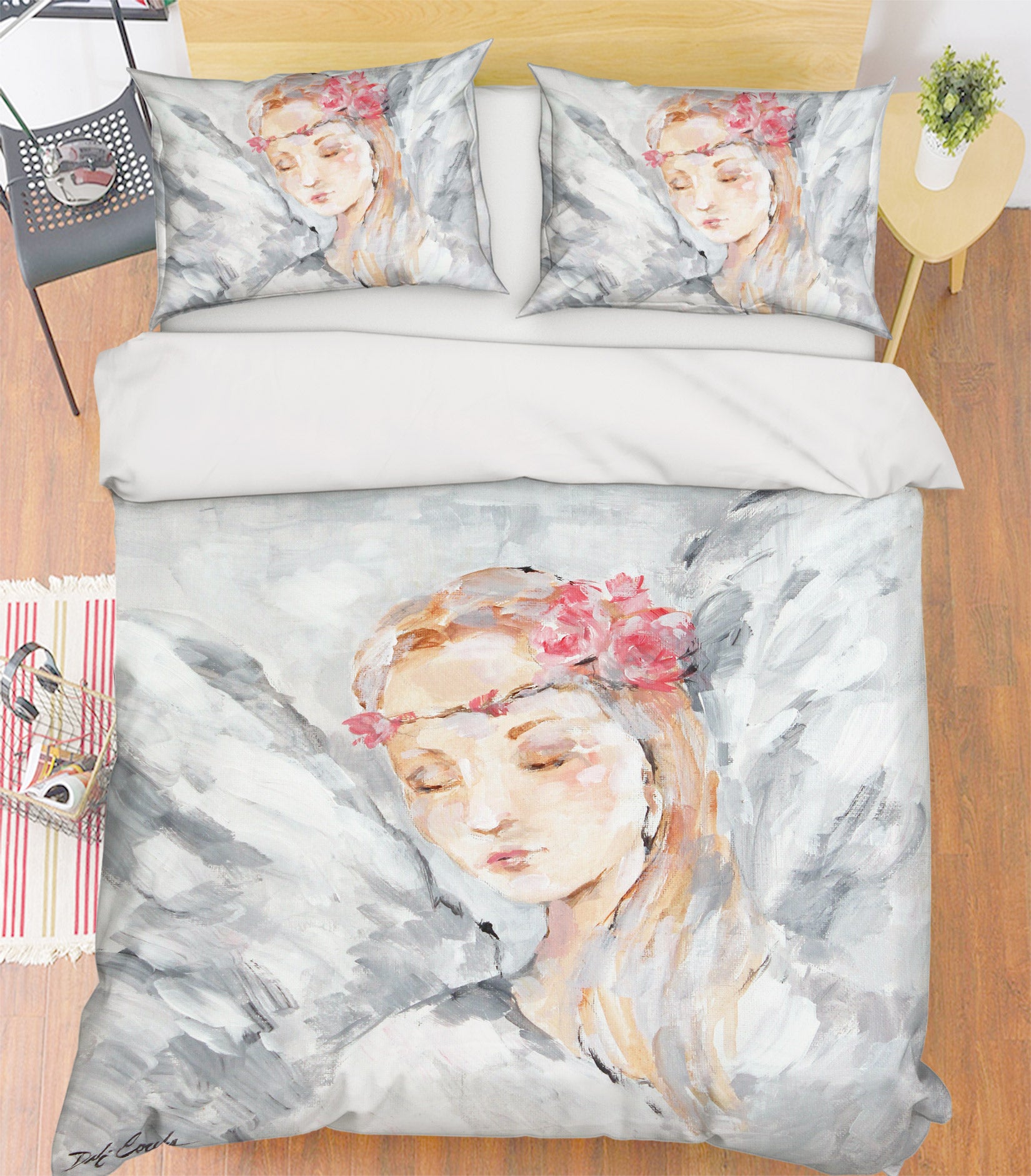 3D Wreath Angel Girl 2068 Debi Coules Bedding Bed Pillowcases Quilt